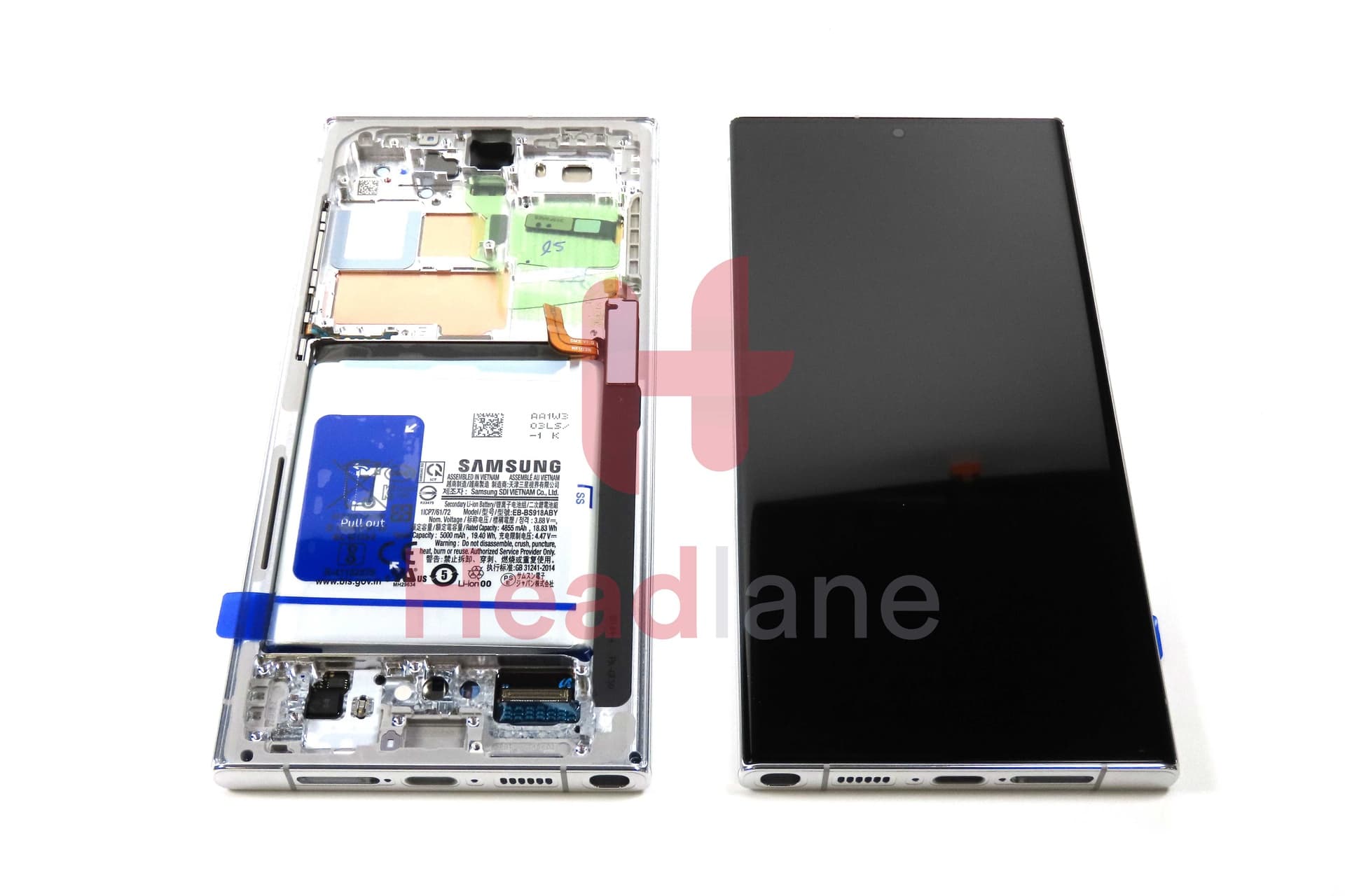 Samsung SM-S918 Galaxy S23 Ultra LCD Display / Screen + Touch + Battery - Sky Blue / Lime - GH82-30467G - Samsung Replacement Part