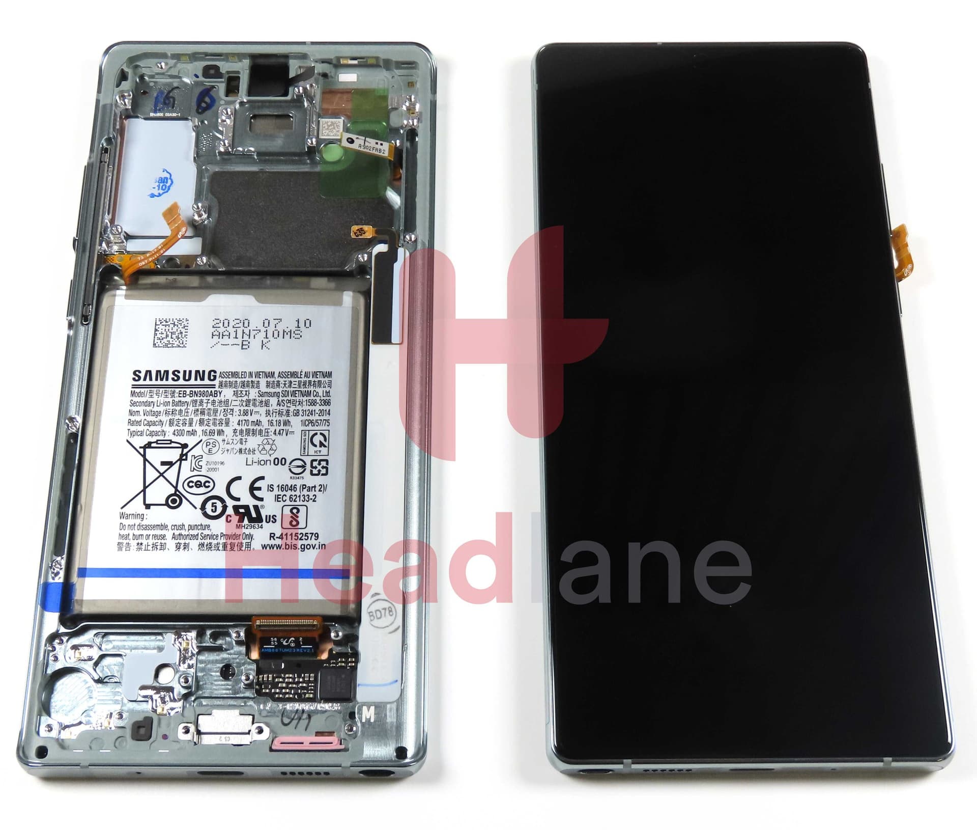 Samsung SM-N980 SM-N981 Galaxy Note 20 LCD Display / Screen + Battery - Green - GH82-23678C - Samsung Replacement Part