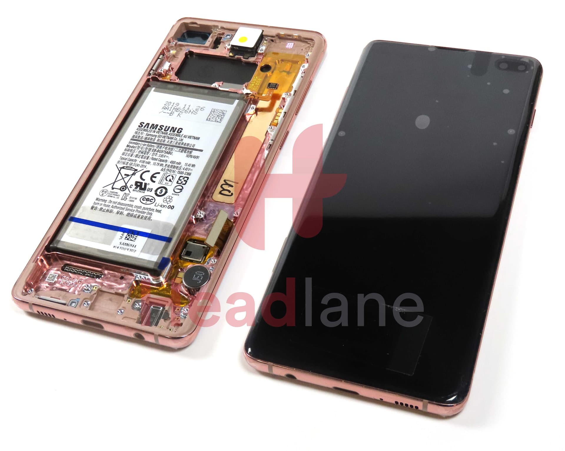 Samsung SM-G975 Galaxy S10+ / S10 Plus LCD Display / Screen + Touch + Battery - Flamingo Pink - GH82-18840D - Samsung Replacement Part