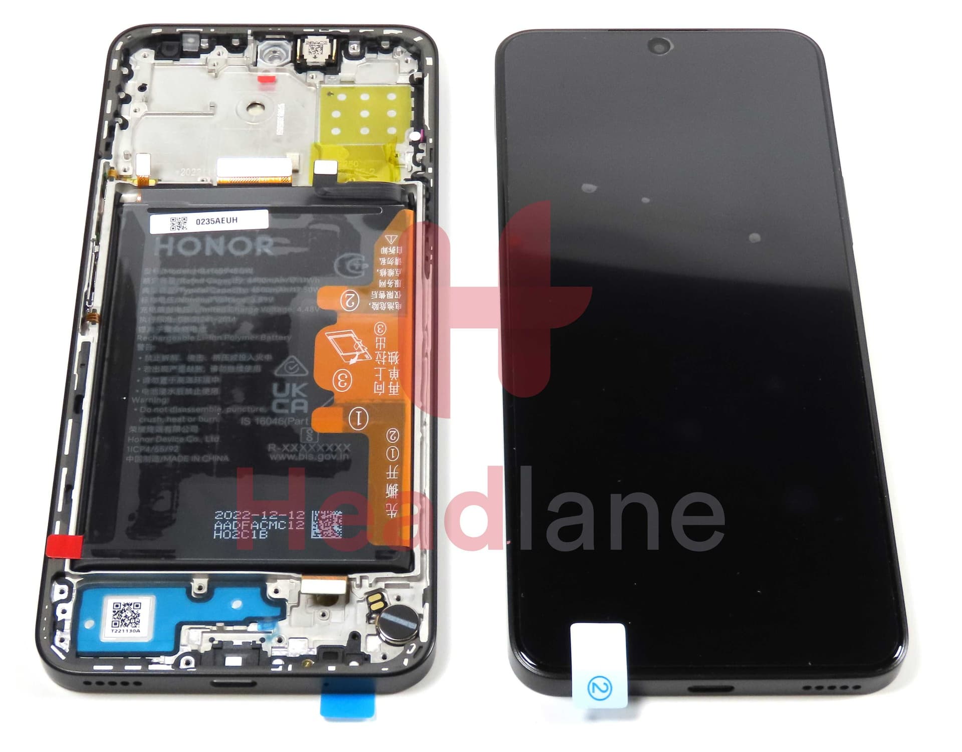 Honor 90 Lite, X8a LCD Display / Screen + Touch + HB416594EGW Battery - Black - 0235AEUH - Honor Replacement Part