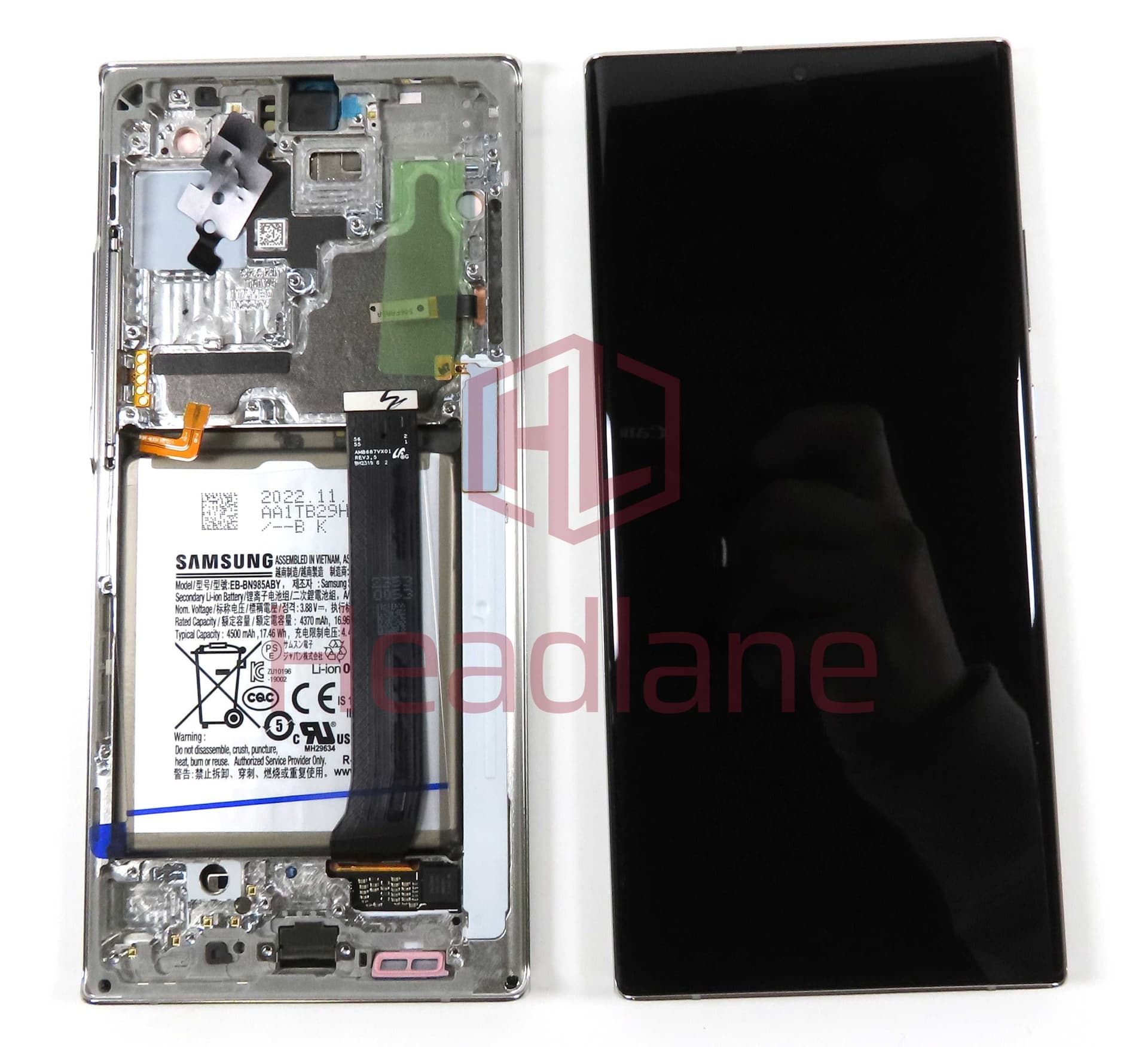 Samsung SM-N986 N985 Galaxy Note 20 Ultra 5G /4G LCD Display / Screen + Touch + Battery - White (No Camera) - GH82-31510C - Samsung Replacement Part