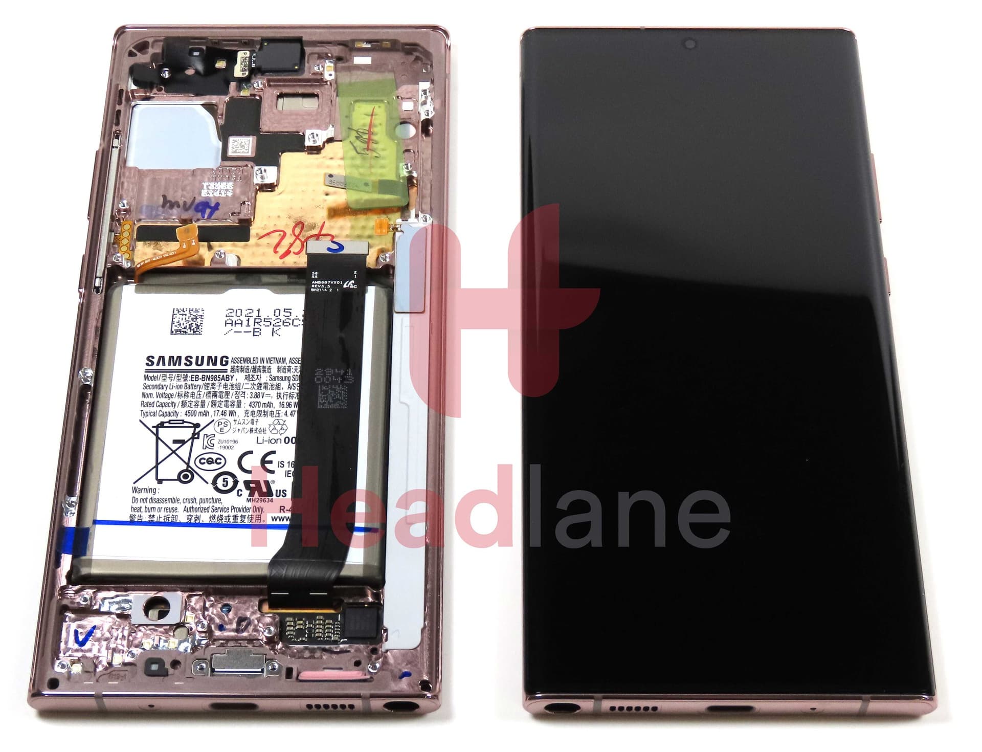 Samsung SM-N986 N985 Galaxy Note 20 Ultra 5G /4G LCD Display / Screen + Touch + Battery - Bronze - GH82-24482D - Samsung Replacement Part
