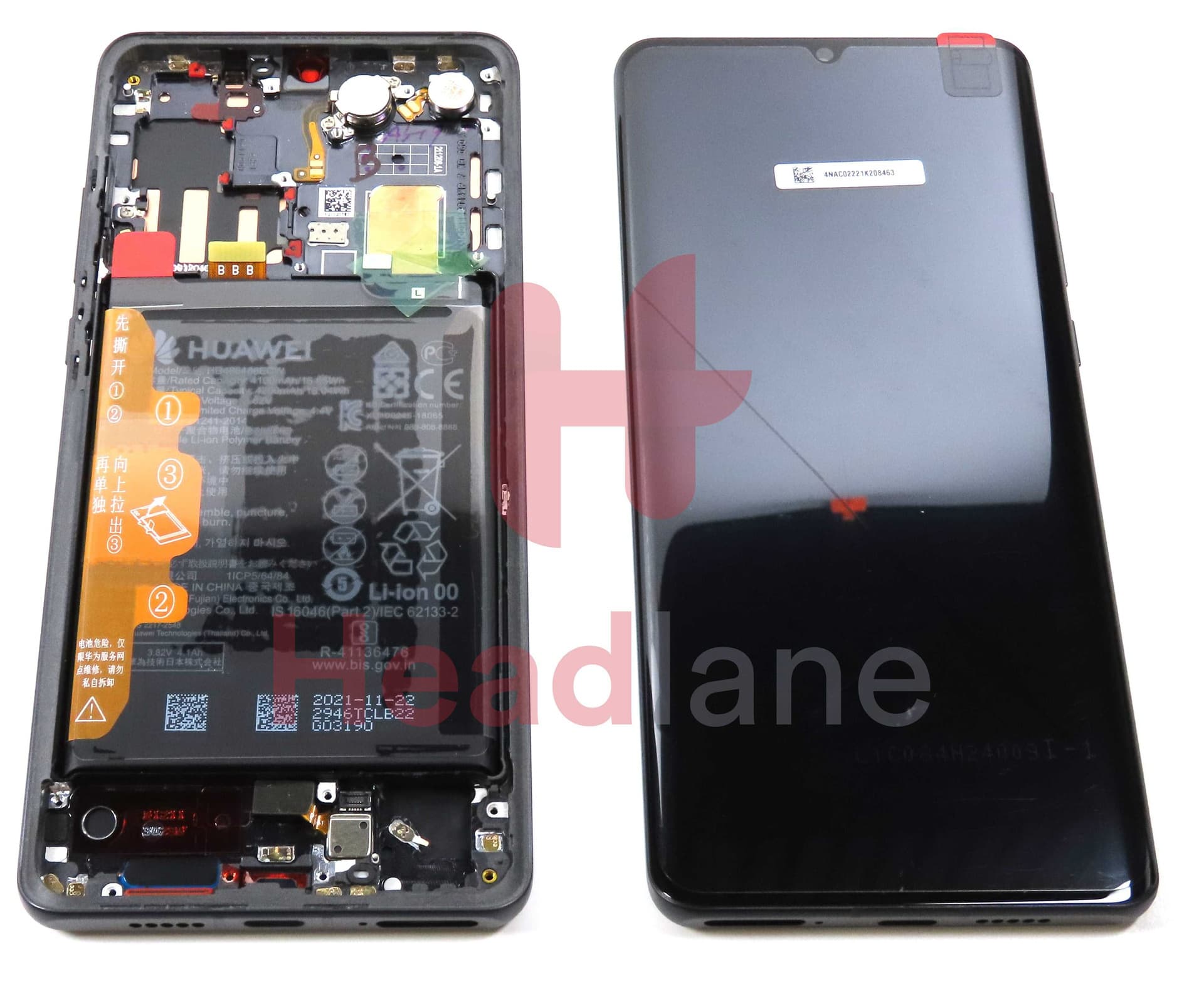 Huawei P30 Pro LCD Display / Screen + Touch + HB486486ECW Battery - Black - 02355MUL - Huawei Replacement Part
