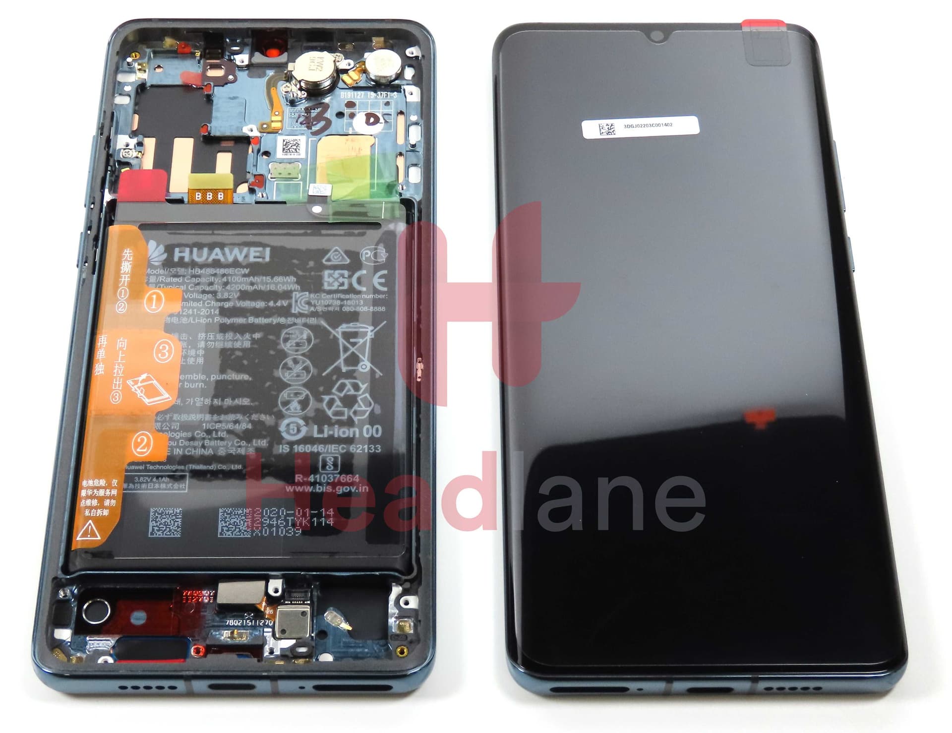 Huawei P30 Pro LCD Display / Screen + Touch + HB486486ECW Battery - Mystic Blue - 02355MUQ - Huawei Replacement Part