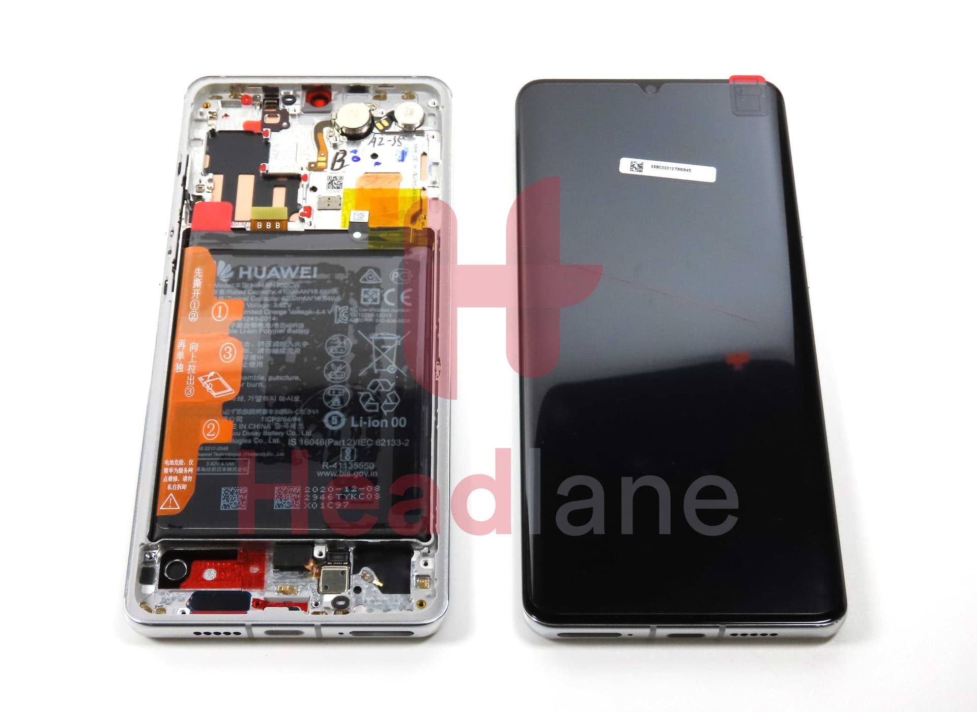 Huawei P30 Pro LCD Display / Screen + Touch + HB486486ECW Battery - Silver - 02355MUR - Huawei Replacement Part