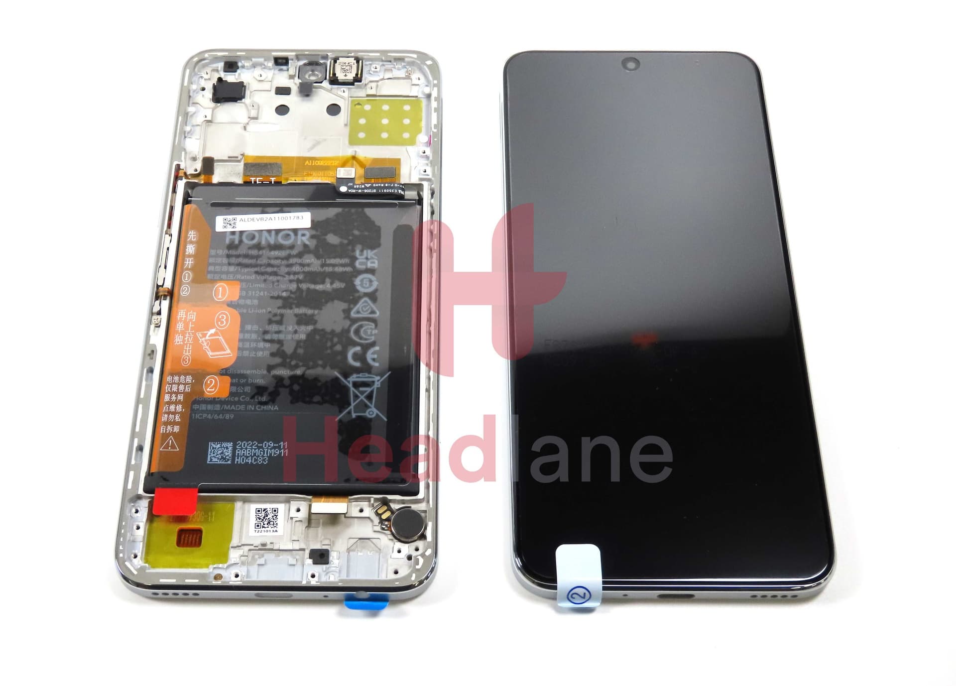 Honor X8 4G LCD Display / Screen + Touch + Battery Assembly - Silver - 0235ACDS - Honor Replacement Part
