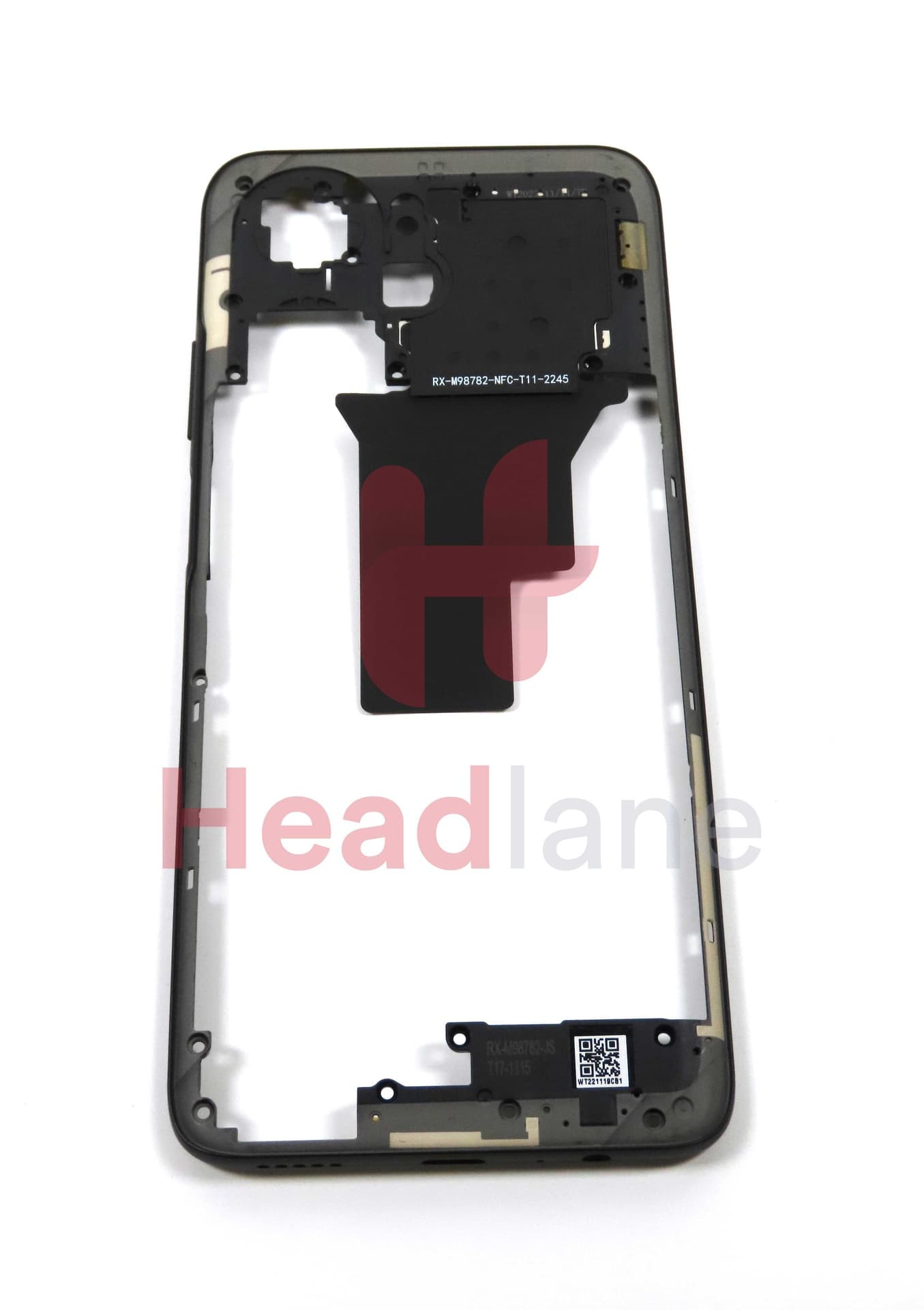 Honor X7a Middle Cover / Chassis + NFC Antenna - Black - 9707AALA - Honor Replacement Part