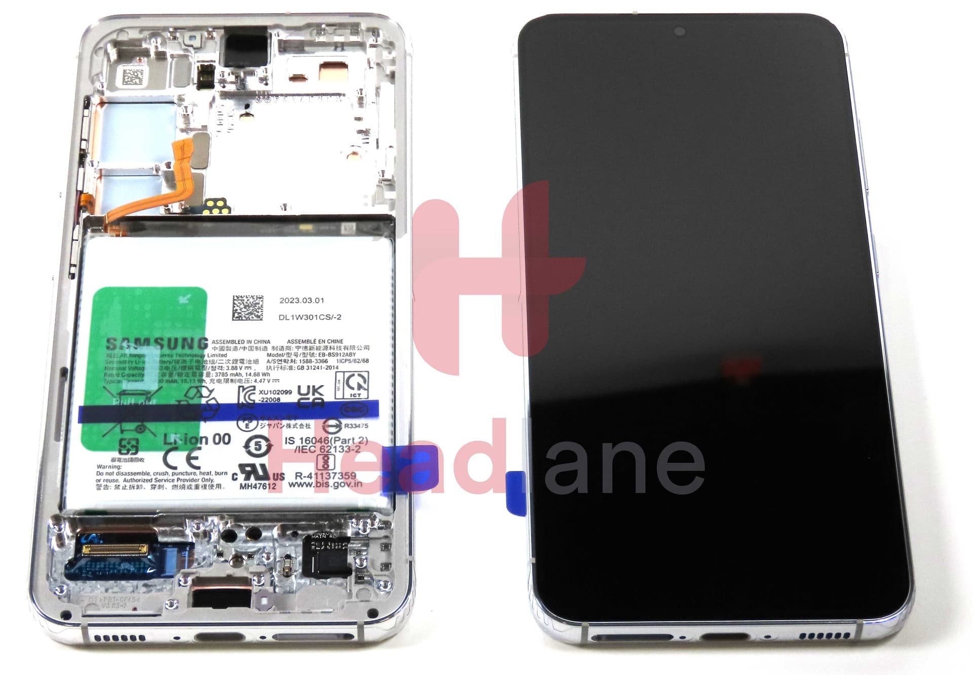 Samsung SM-S911 Galaxy S23 LCD Display / Screen + Touch + Battery - Lime - GH82-30482F - Samsung Replacement Part