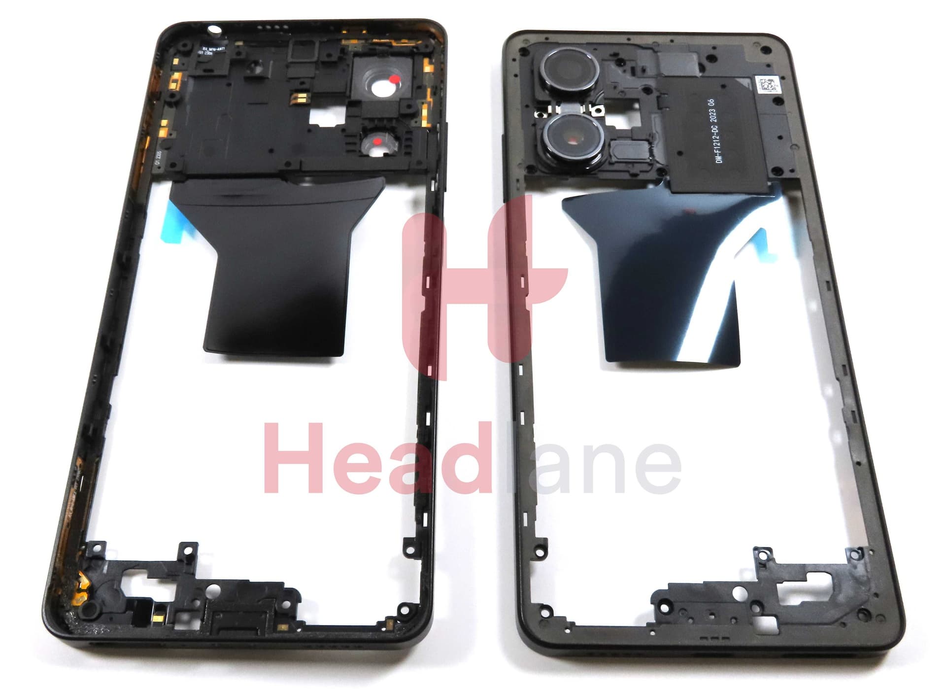 Xiaomi Redmi Note 12 Pro 5G Middle Cover / Chassis - Black - 5600260M1600 - Xiaomi Replacement Part
