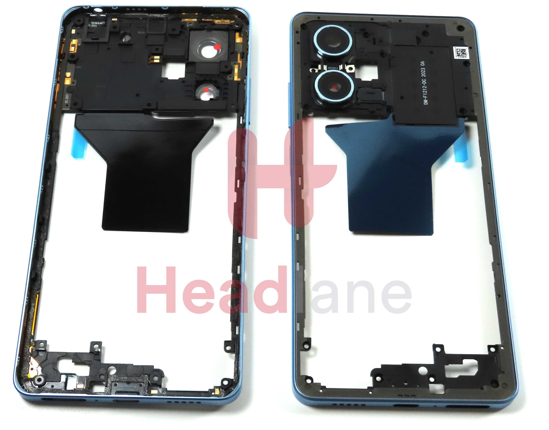 Xiaomi Redmi Note 12 Pro 5G Middle Cover / Chassis - Silver / Blue - 5600150M1600 - Xiaomi Replacement Part