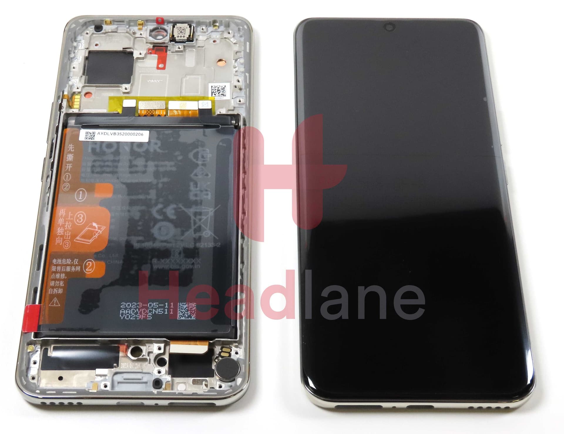 Honor 90 LCD Display / Screen + Touch + Battery - Silver - 0235AGDR - Honor Replacement Part