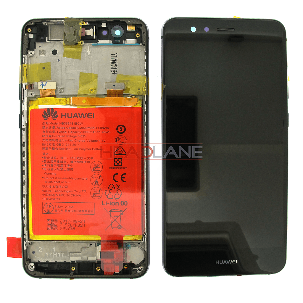 Huawei P10 Lite LCD Display / Screen + Touch + Battery Assembly - Black - 02351FSE - Huawei Replacement Part