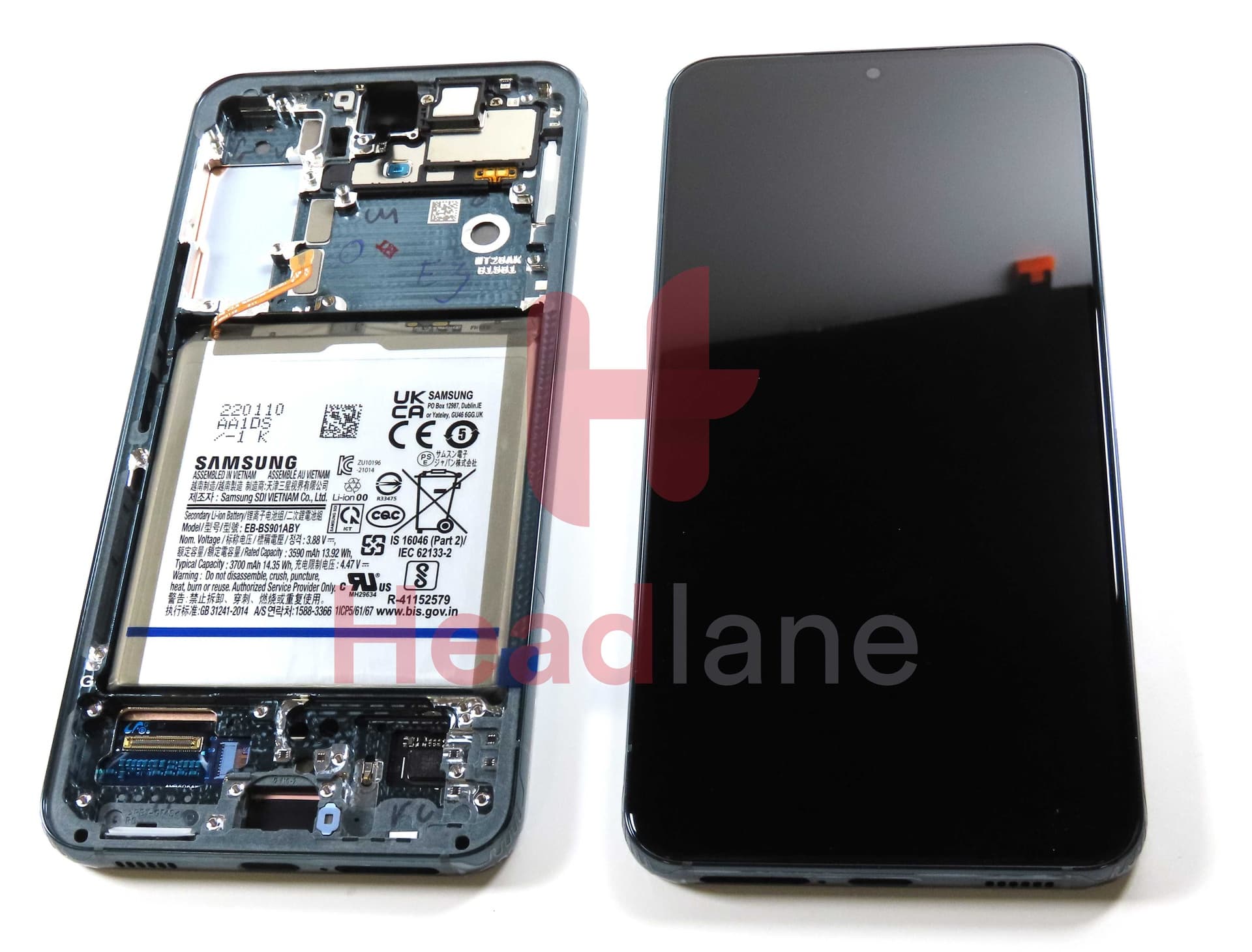 Samsung SM-S901U Galaxy S22 LCD Display / Screen + Touch + Battery - Green (USA Version) - GH82-27493C - Samsung Replacement Part