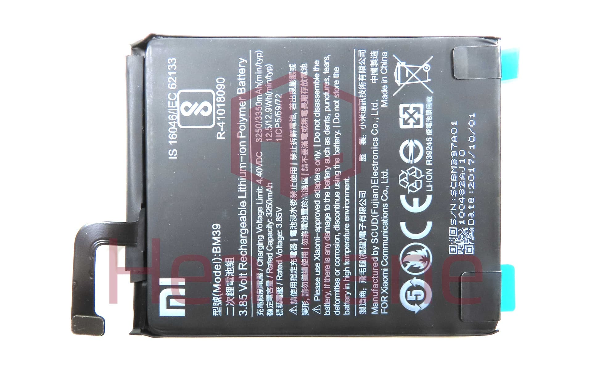 Xiaomi Mi 6 BM39 3350mAh Internal Battery - 46BM39A04085 - Xiaomi Replacement Part