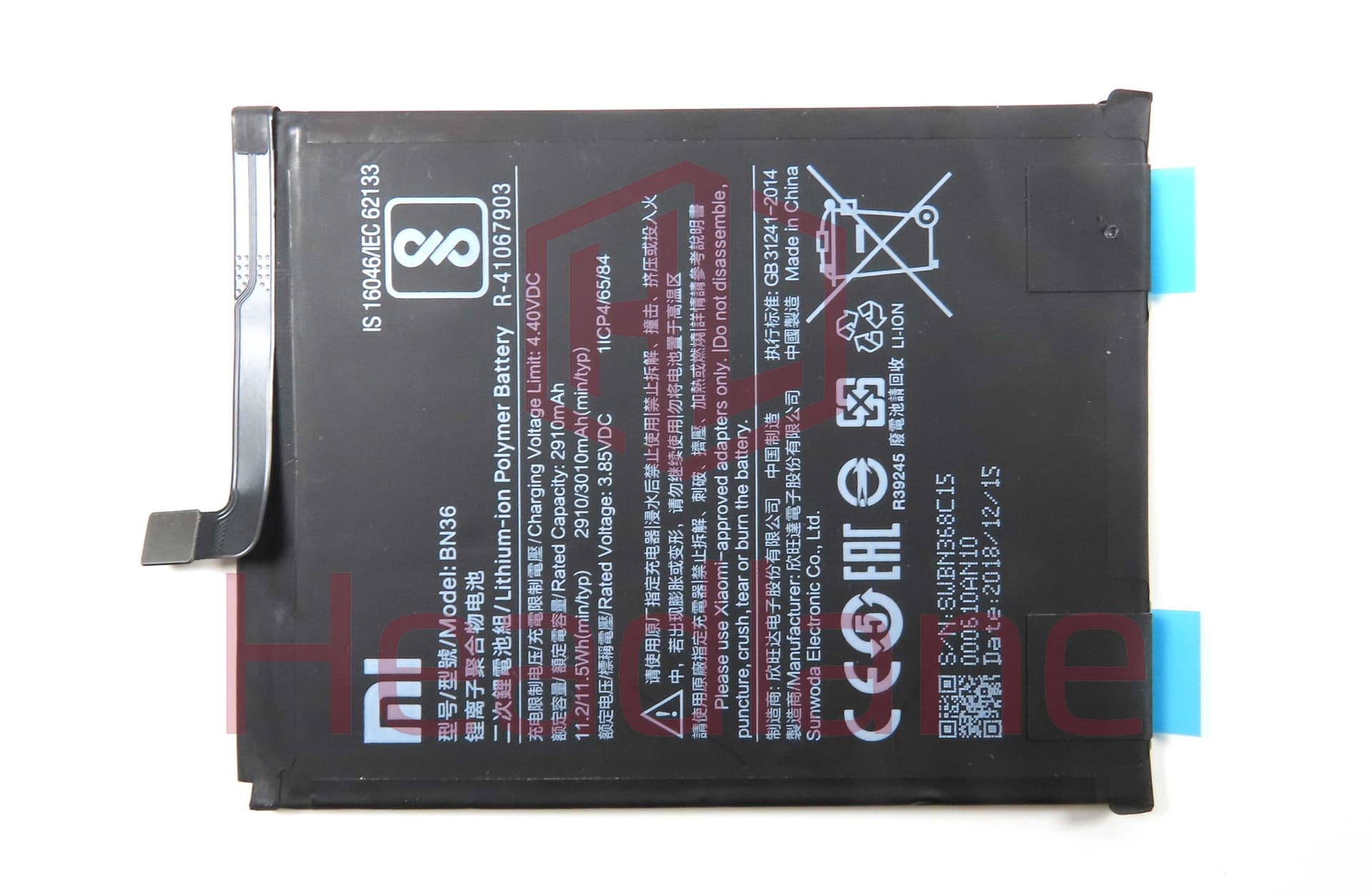 Xiaomi Mi A2 / Mi 6X BN36 3010mAh Internal Battery - 46BN36A02093 - Xiaomi Replacement Part