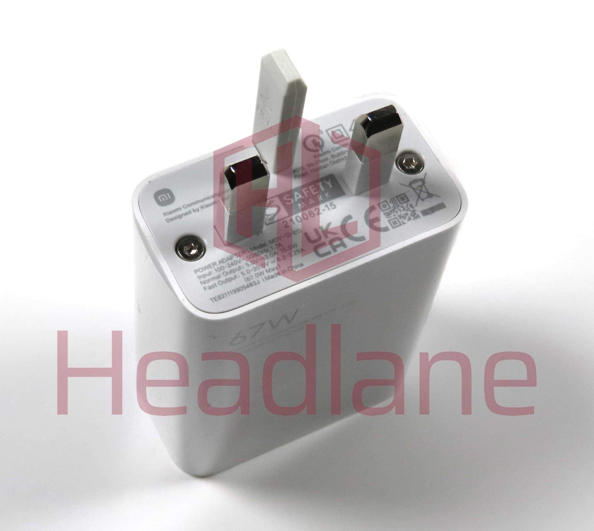 Xiaomi MDY-12-EG-67W 67W Ultra Fast Charger - White (Head Only) - UK 3 Pin - 470200000B1D - Xiaomi Replacement Part