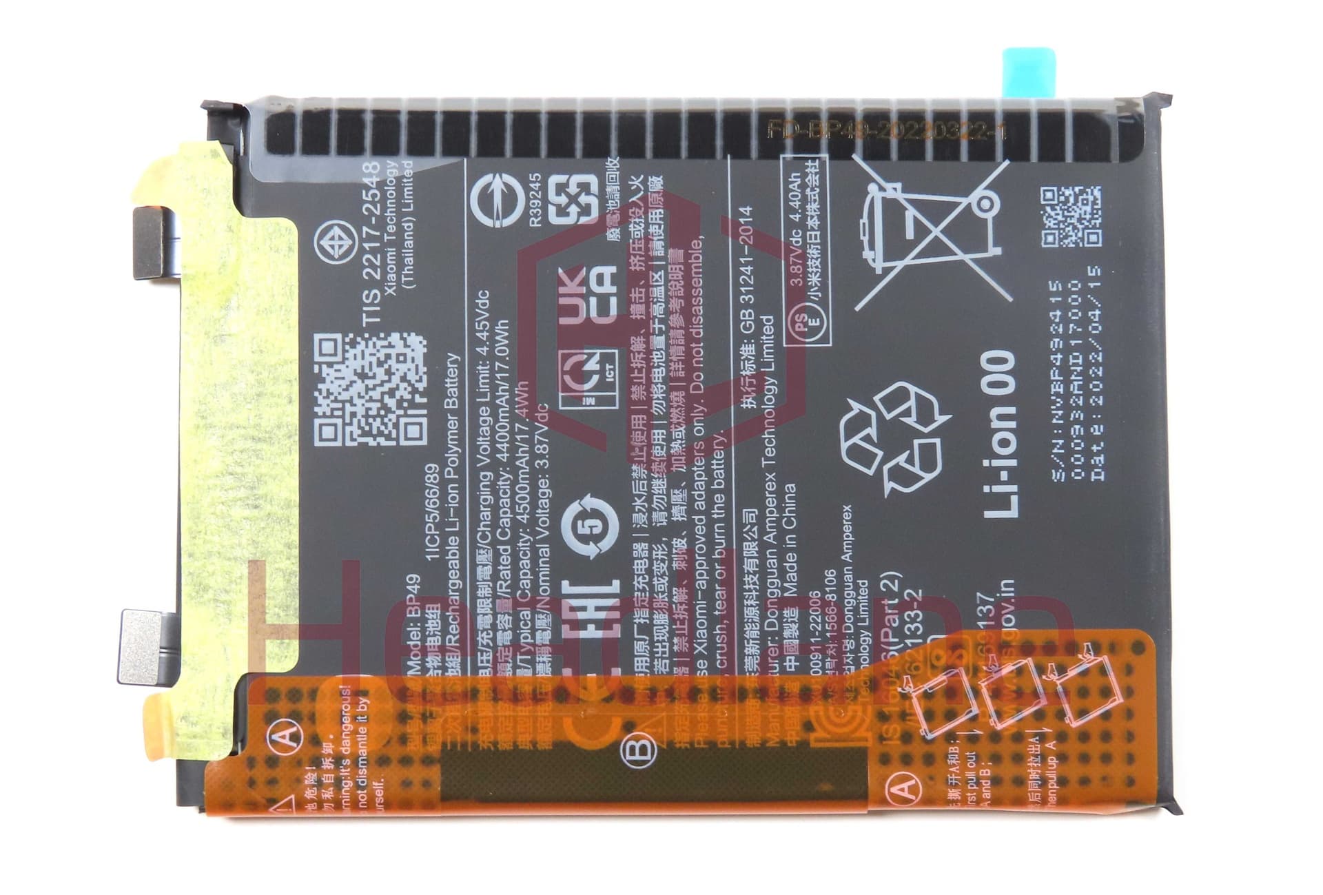 Xiaomi Poco F4 BP49 4500mAh Internal Battery - 46020000AU1G - Xiaomi Replacement Part