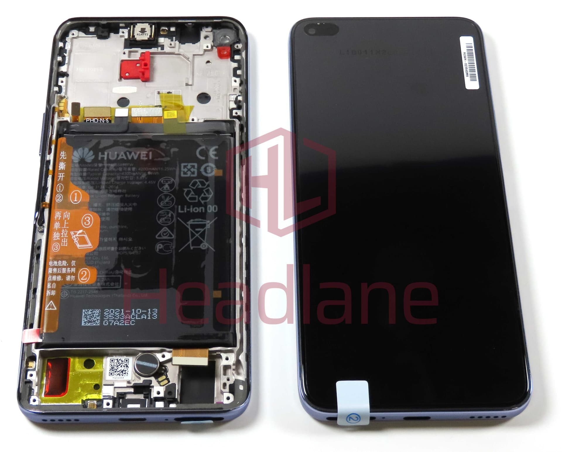 Huawei nova 8i LCD Display / Screen + Touch + Battery - Silver - 02354GMX - Huawei Replacement Part