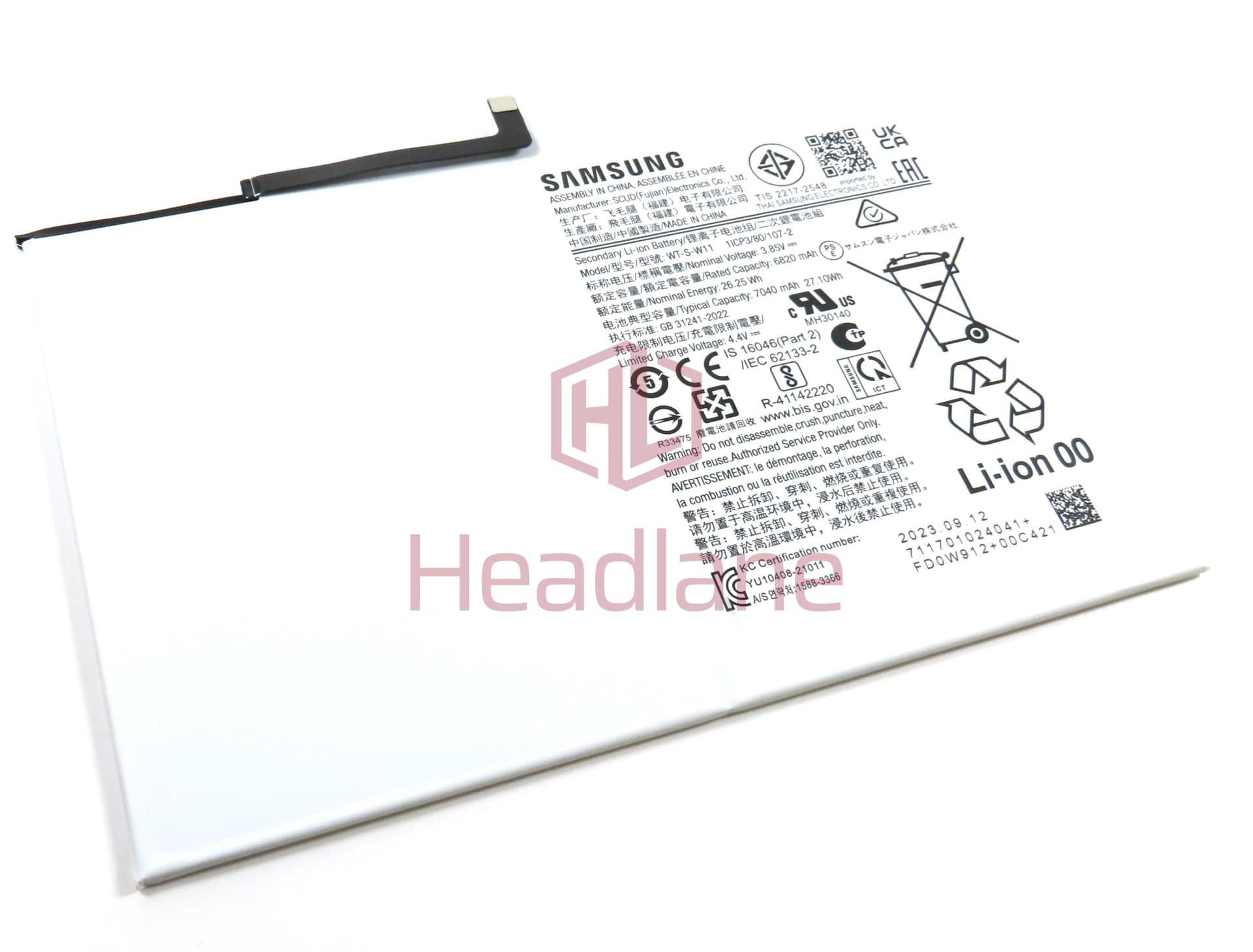 Samsung SM-X210 X216 Galaxy Tab A9+ (WiFi / 5G) WT-S-W11 7040mAh Internal Battery - GH81-24467A - Samsung Replacement Part