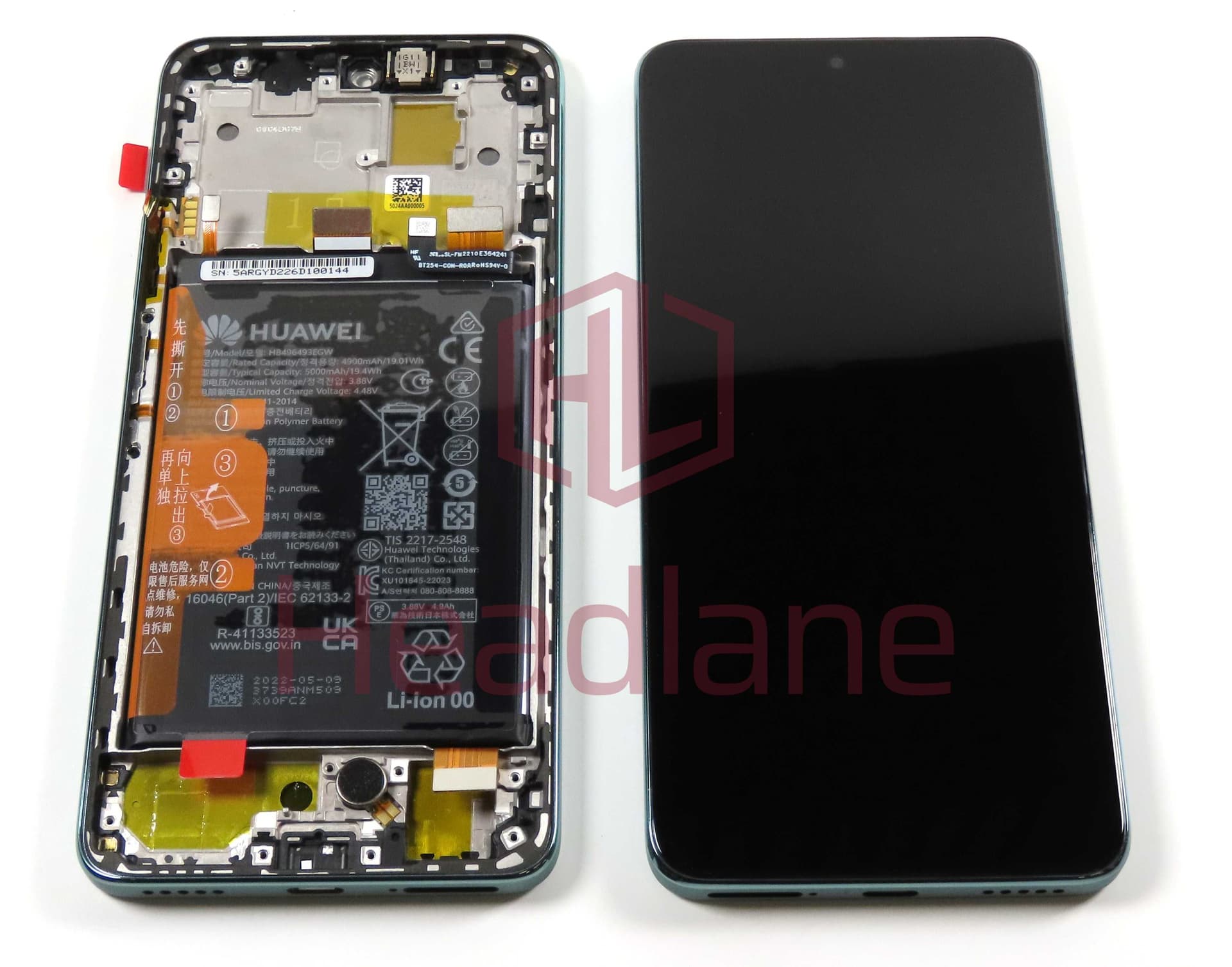 Huawei nova Y90 LCD Display / Screen + Touch + Battery - Green - 02355ARG - Huawei Replacement Part