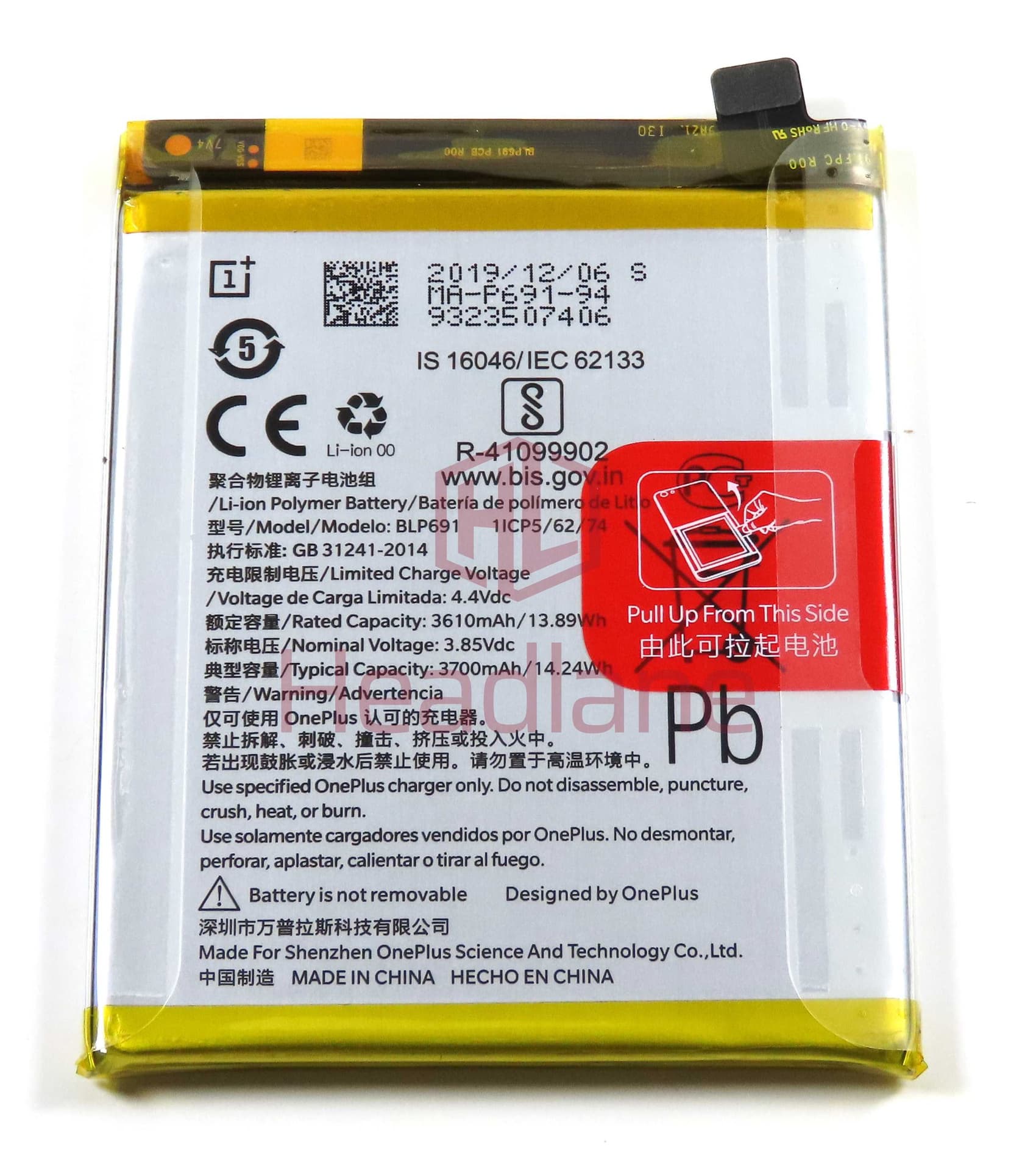OnePlus 6T BLP691 3700mAh Internal Battery - 1031100007 - OnePlus Replacement Part