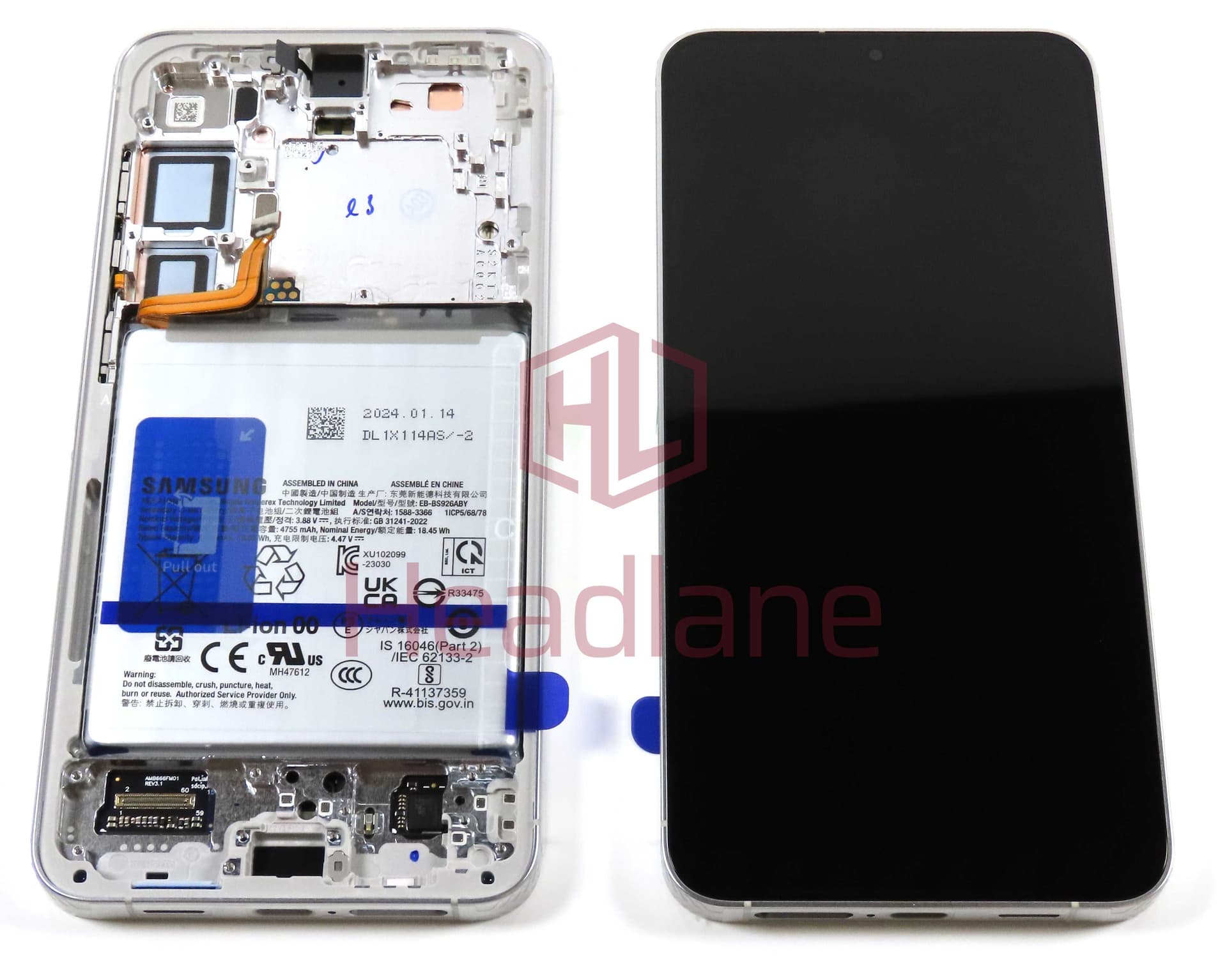 Samsung SM-S926 Galaxy S24+ / Plus LCD Display / Screen + Touch + Battery - Marble Grey - GH82-33412B - Samsung Replacement Part