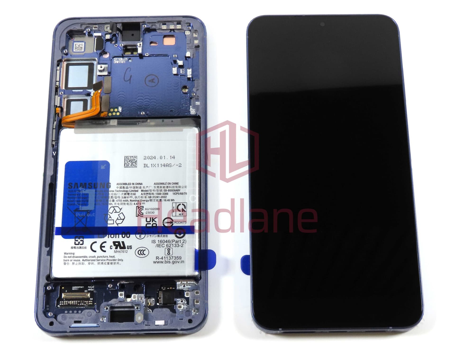 Samsung SM-S926 Galaxy S24+ / Plus LCD Display / Screen + Touch + Battery - Cobalt Violet - GH82-33412C - Samsung Replacement Part