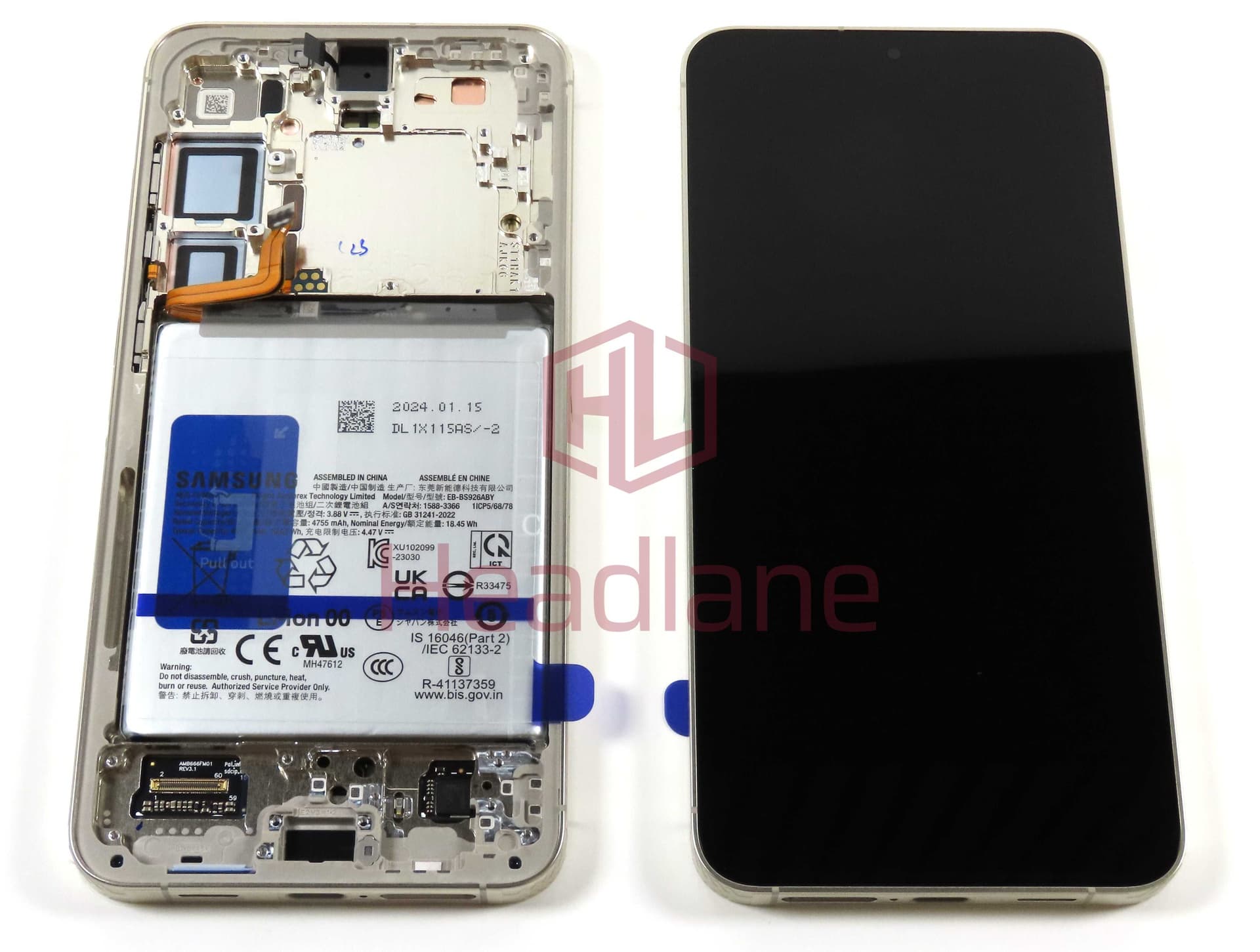 Samsung SM-S926 Galaxy S24+ / Plus LCD Display / Screen + Touch + Battery - Amber Yellow - GH82-33412D - Samsung Replacement Part