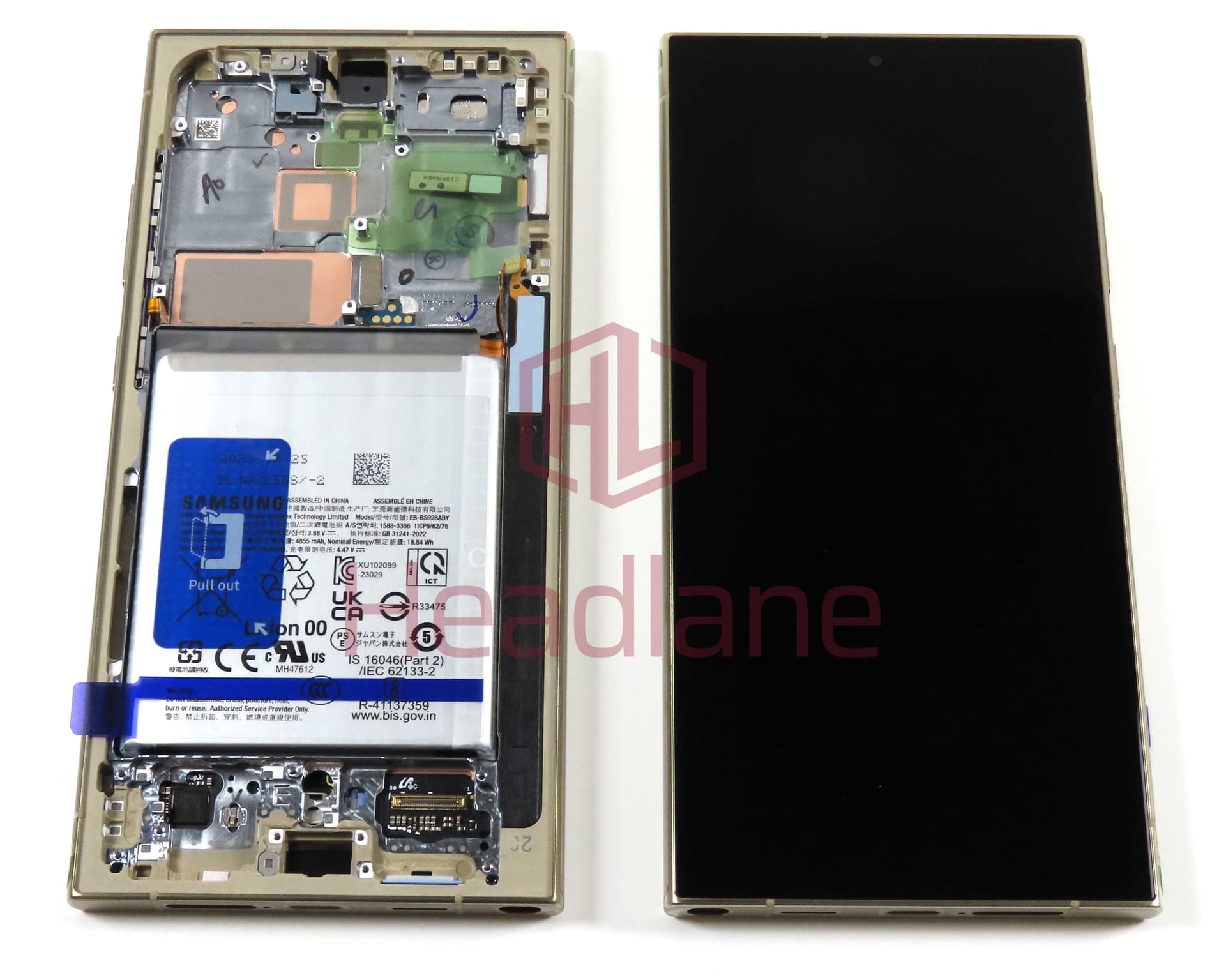 Samsung SM-S928 Galaxy S24 Ultra LCD Display / Screen + Touch + Battery - Titanium Yellow - GH82-33398C - Samsung Replacement Part