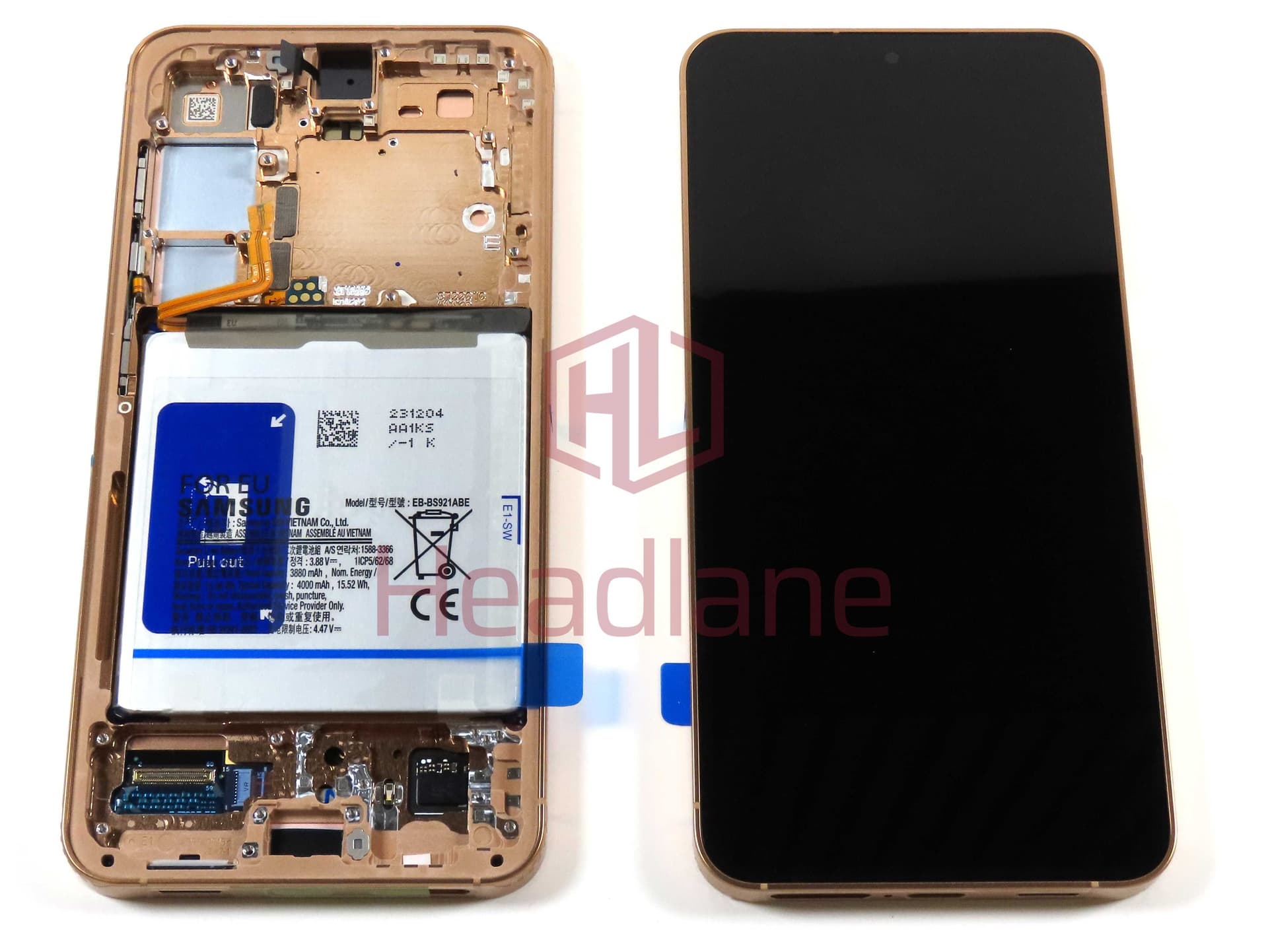 Samsung SM-S921 Galaxy S24 LCD Display / Screen + Touch + Battery - Sandstone Orange - GH82-33289G - Samsung Replacement Part