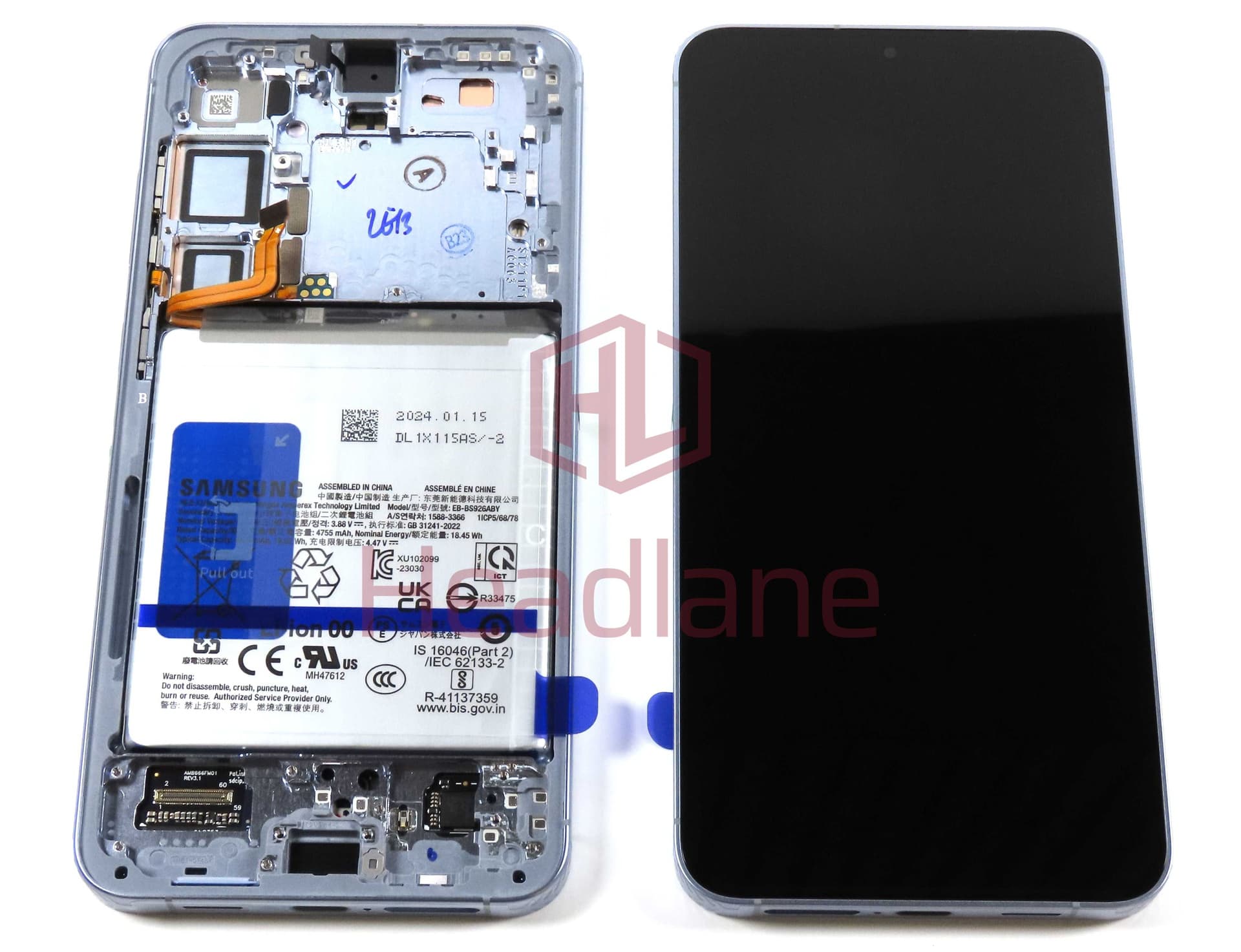 Samsung SM-S926 Galaxy S24+ / Plus LCD Display / Screen + Touch + Battery - Sapphire Blue - GH82-33412F - Samsung Replacement Part