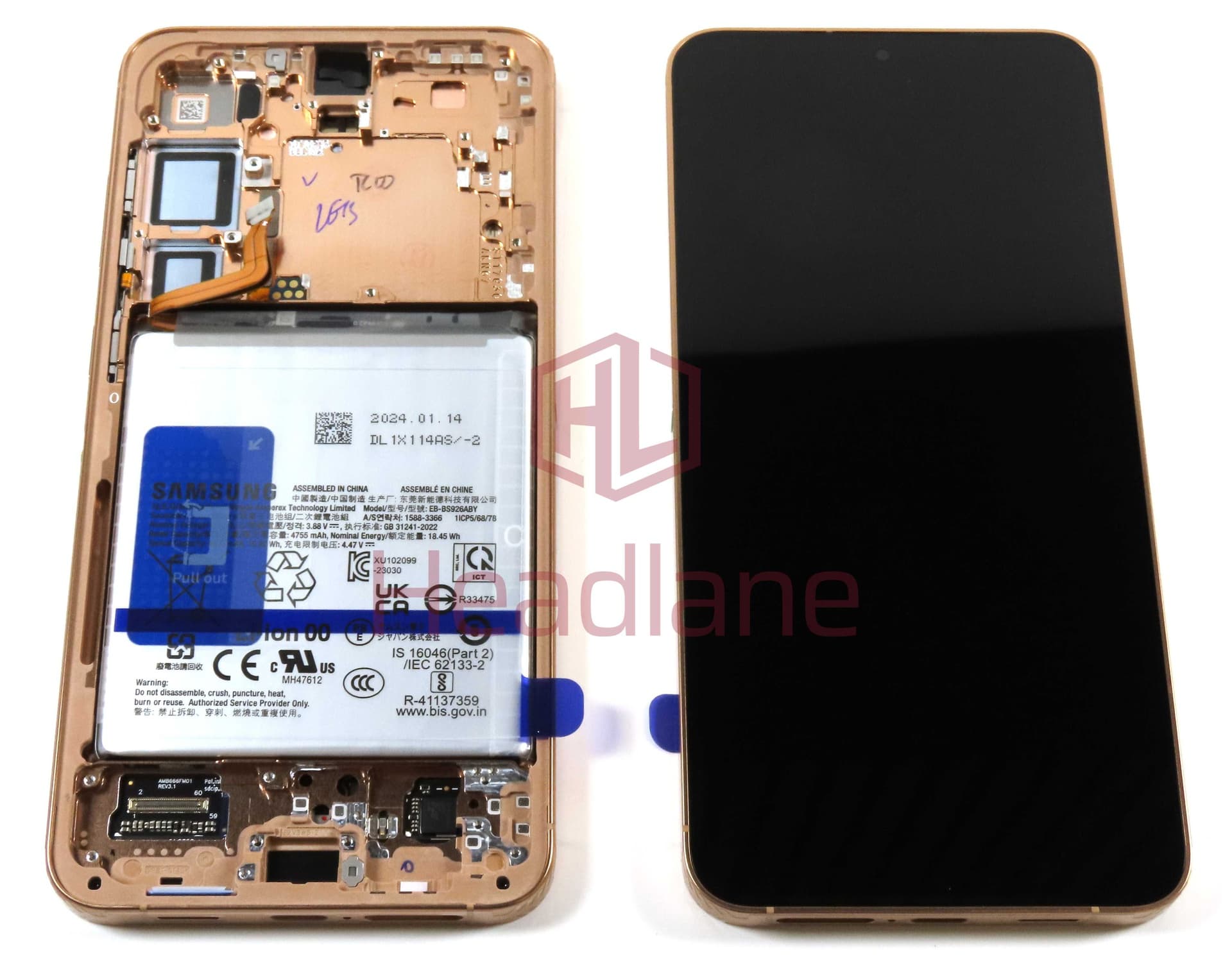 Samsung SM-S926 Galaxy S24+ / Plus LCD Display / Screen + Touch + Battery - Sandstone Orange - GH82-33412G - Samsung Replacement Part