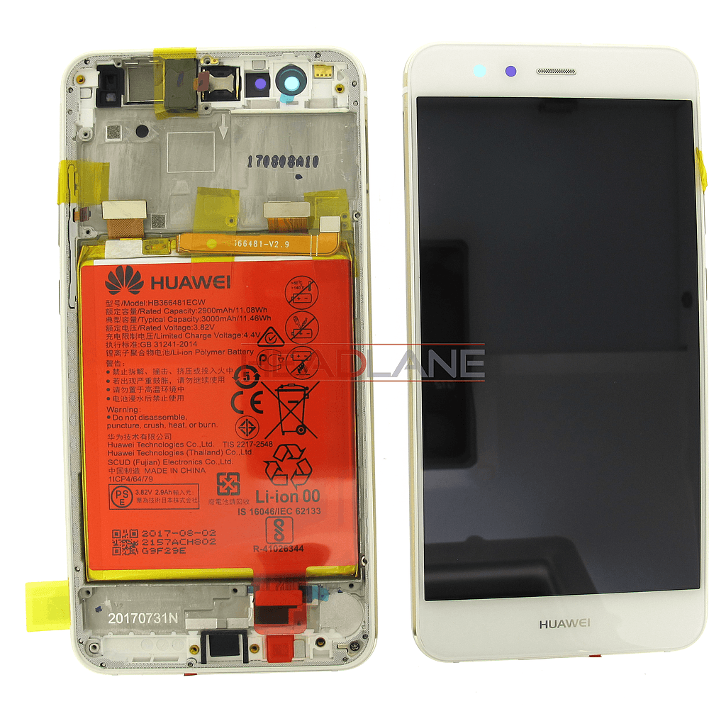 Huawei P10 Lite LCD Display / Screen + Touch + Battery Assembly - White - 02351FSC - Huawei Replacement Part