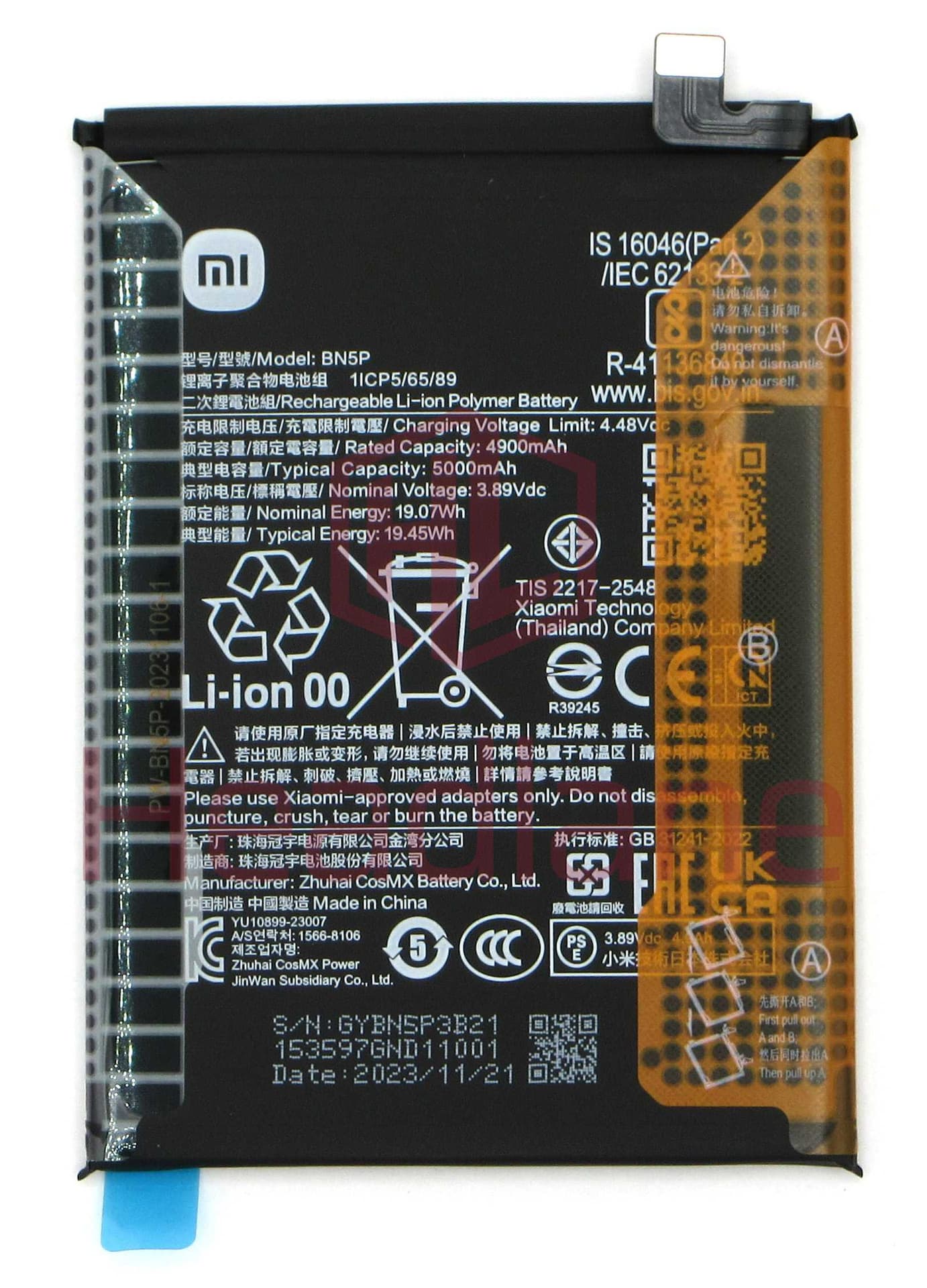 Xiaomi Redmi Note 13 BN5P 5000mAh Internal Battery - 1330102000116B - Xiaomi Replacement Part