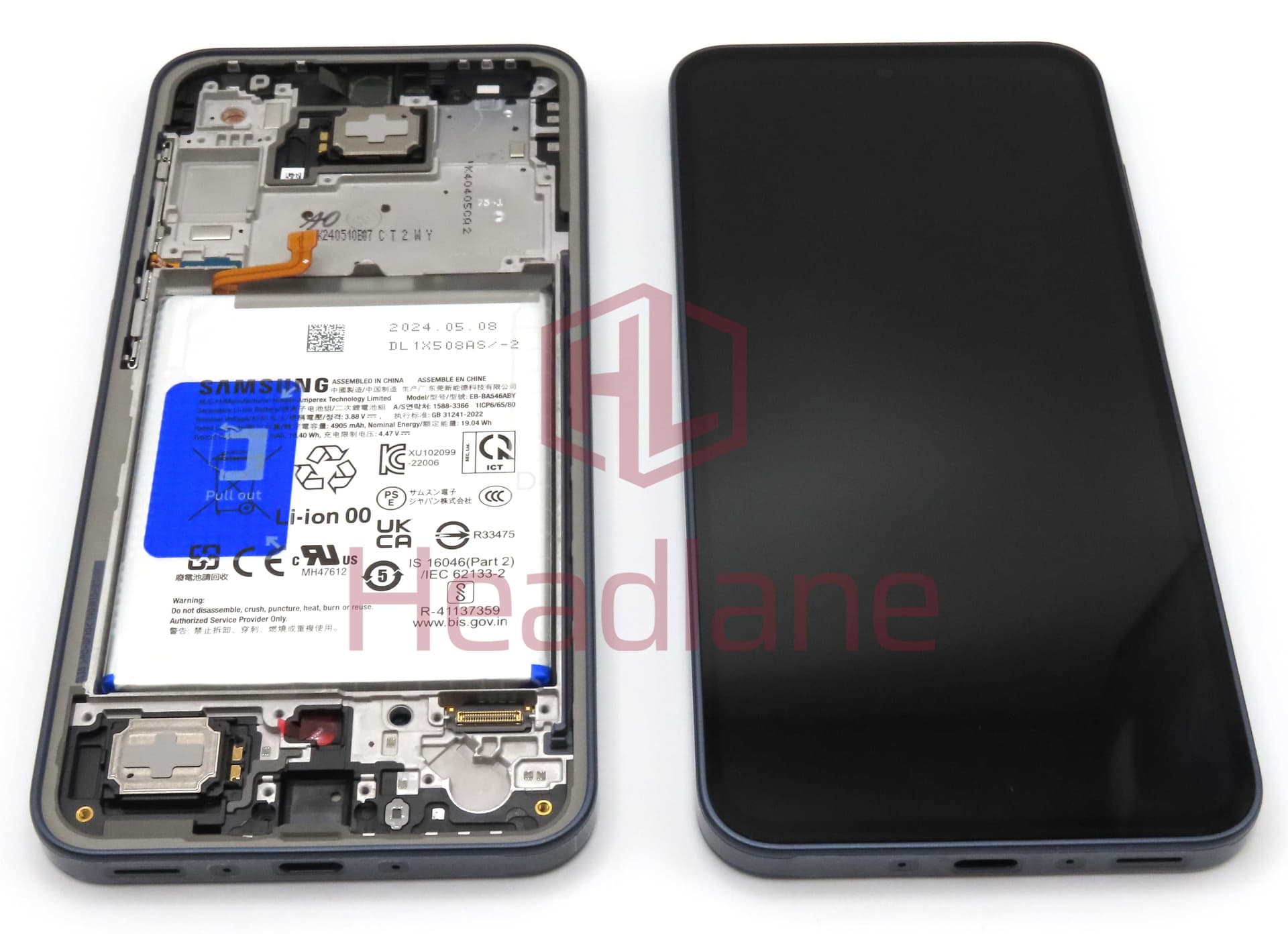 Samsung SM-A356 Galaxy A35 5G LCD Display / Screen + Touch + Frame + Battery - Black (Awesome Navy) - GH82-34223A
