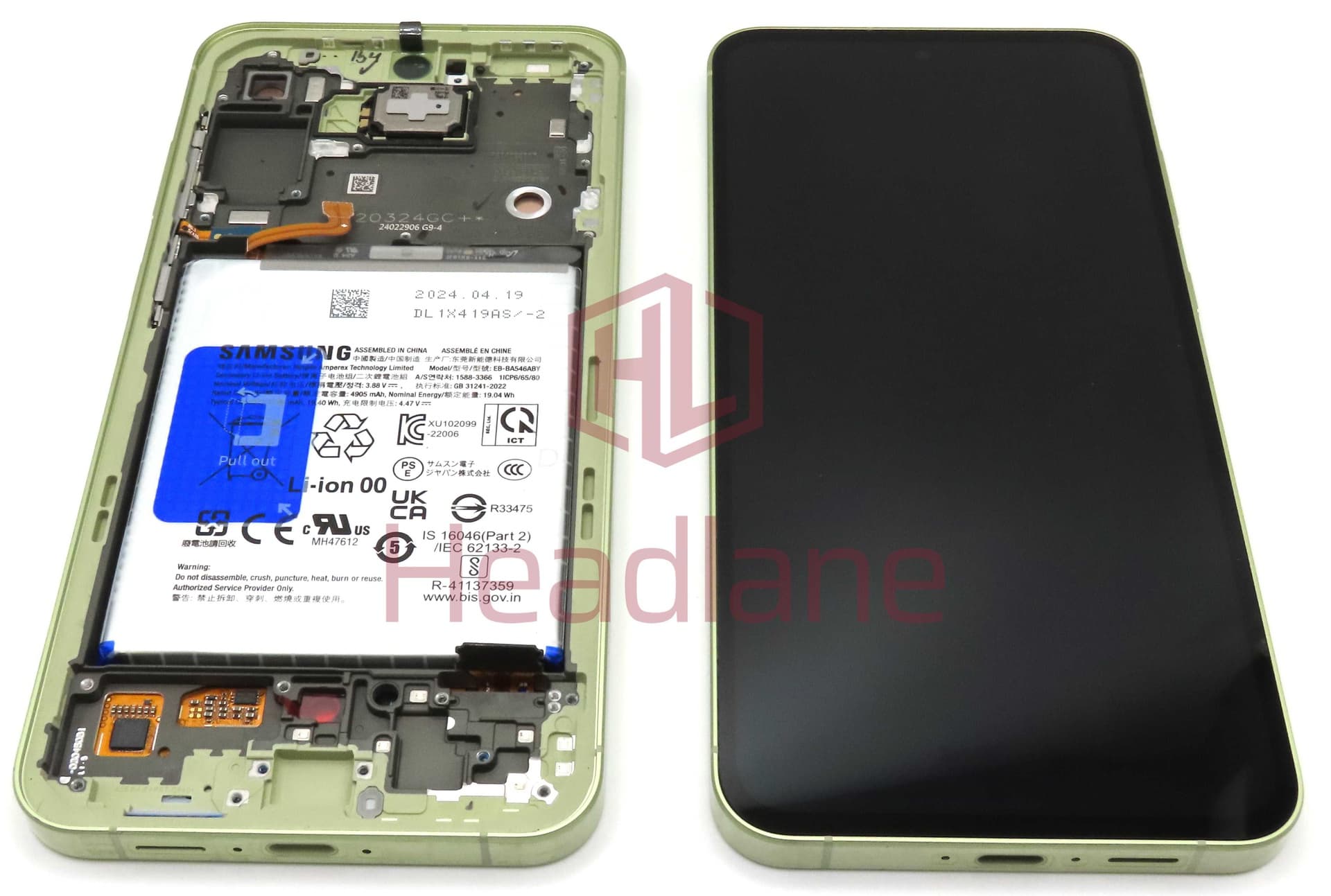 Samsung SM-A556 Galaxy A55 5G LCD Display / Screen + Touch + Battery - Yellow (Awesome Lemon) - GH82-34307D