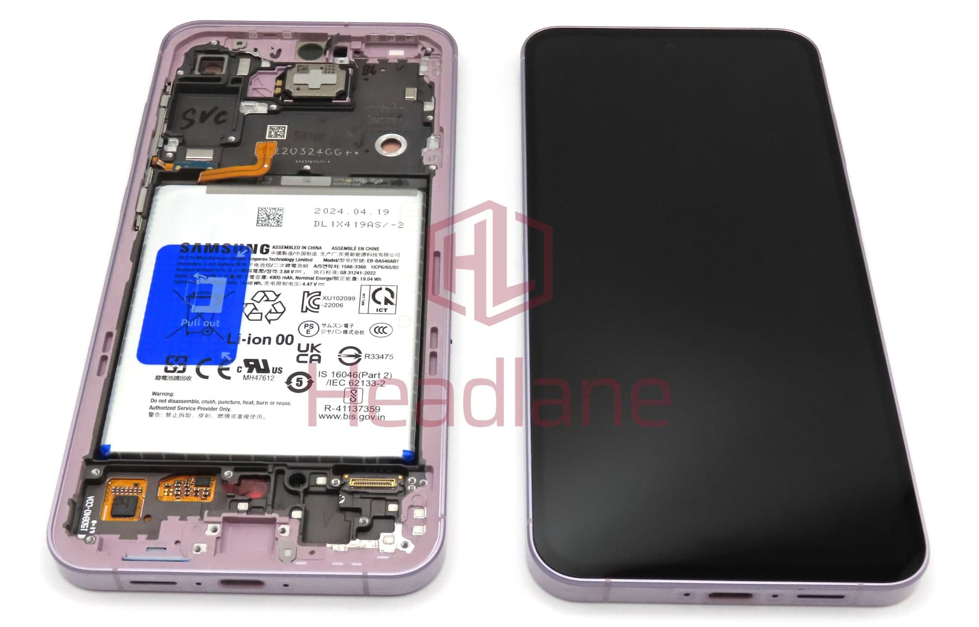 Samsung SM-A556 Galaxy A55 5G LCD Display / Screen + Touch + Battery - Pink (Awesome Lilac) - GH82-34307C