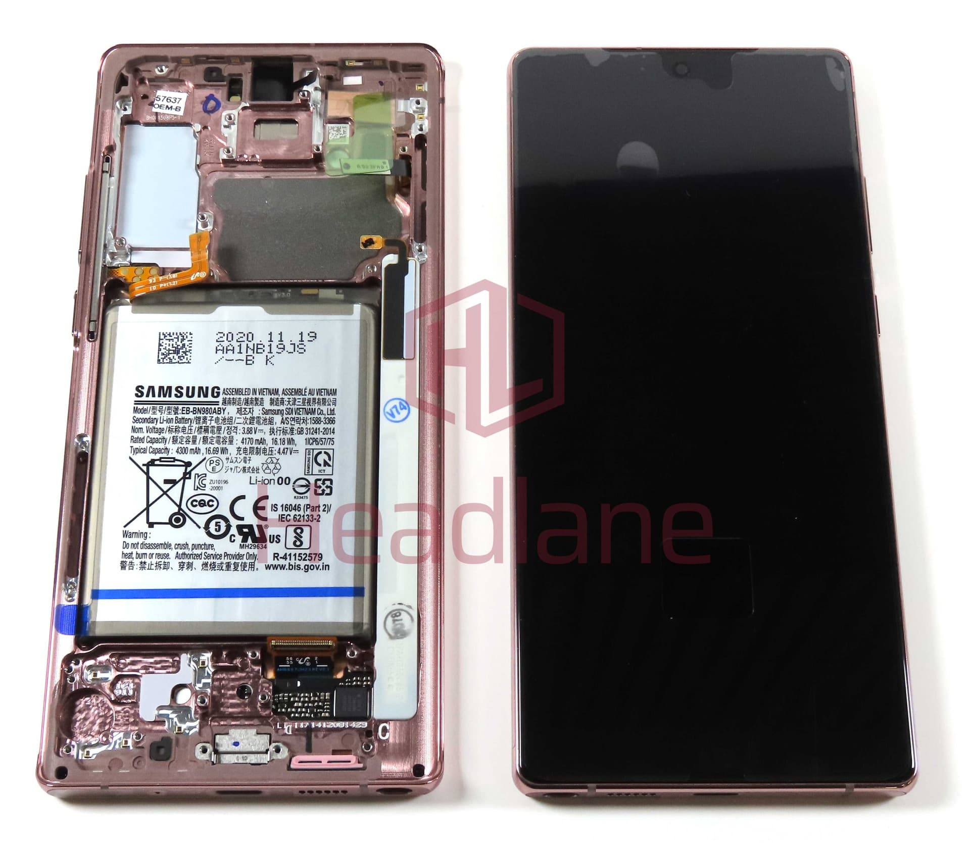 Samsung SM-N980 SM-N981 Galaxy Note 20 LCD Display / Screen + Battery - Bronze (No Box) - GH82-23678B-NB - Samsung Replacement Part