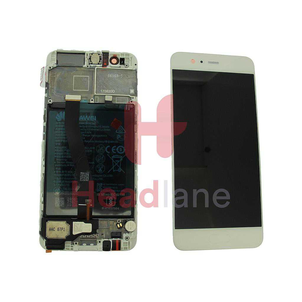 Huawei P10 LCD Display / Screen + Touch + Battery Assembly - Silver / White - 02351GVS - Huawei Replacement Part