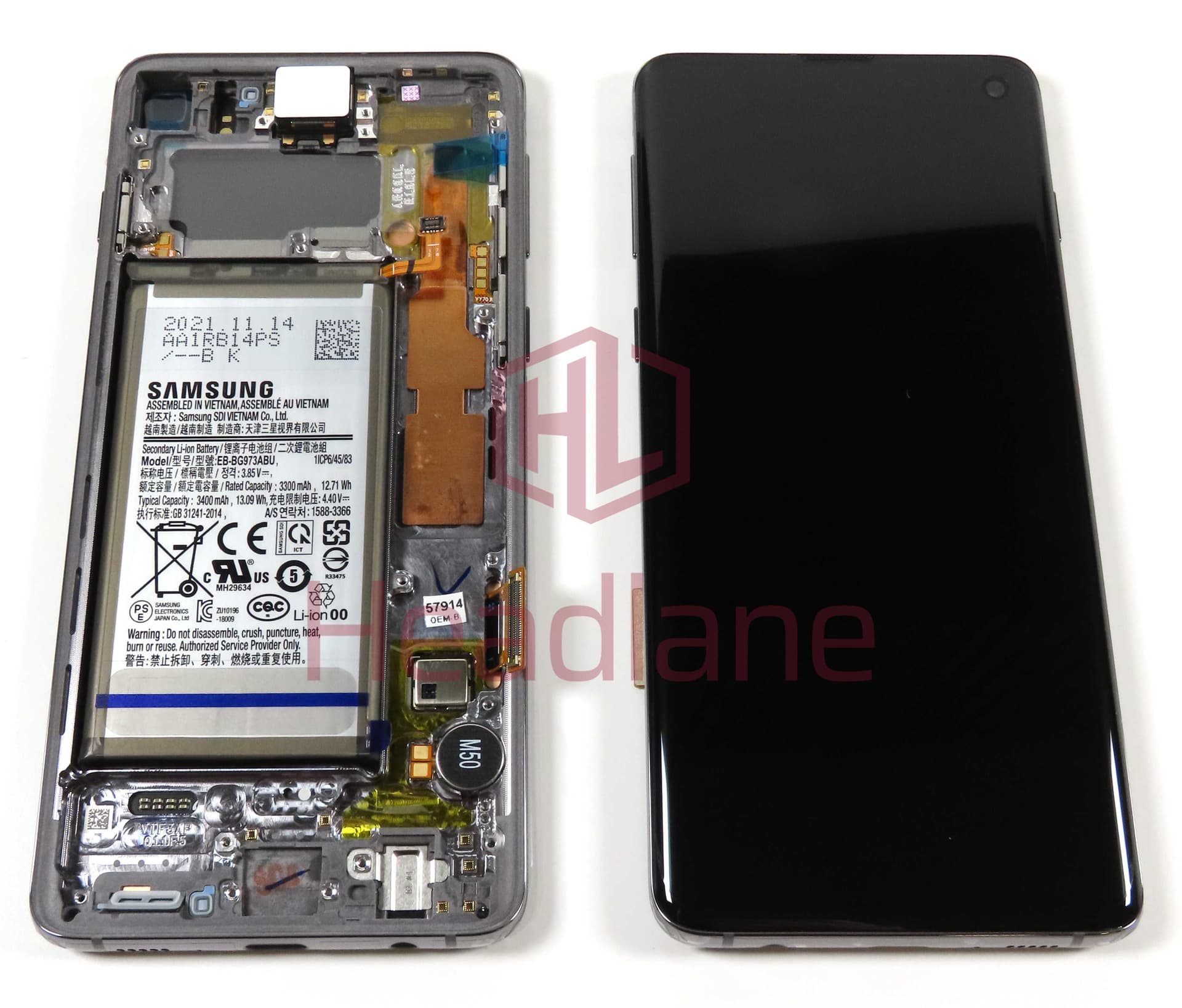 Samsung SM-G973 Galaxy S10 LCD Display / Screen + Touch + Battery - Prism Black - GH82-18841A - Samsung Replacement Part