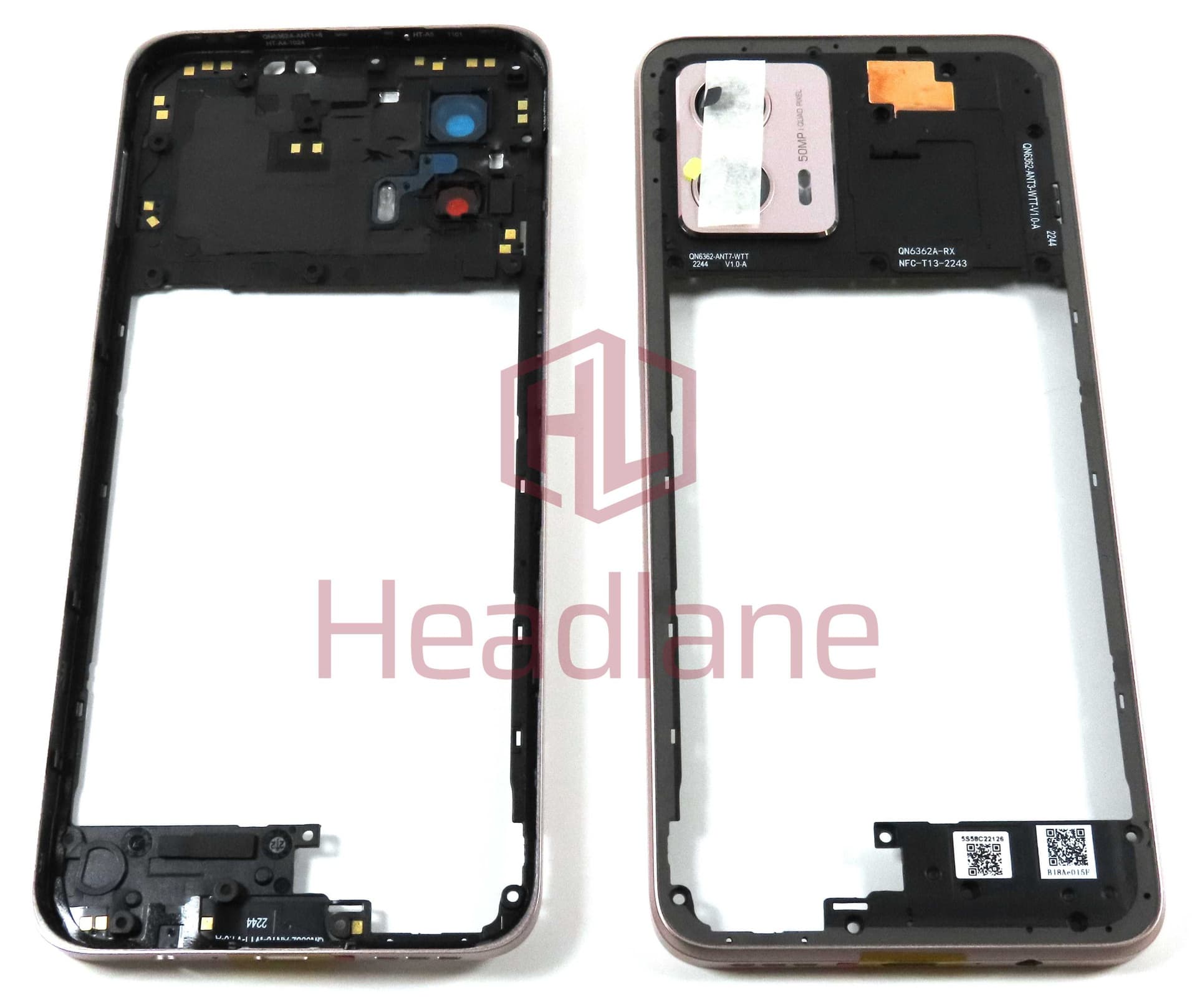 Motorola XT2335 Moto G53 Back / Middle Cover / Chassis - Pink - 5S58C22126 - Lenovo / Motorola Replacement Part