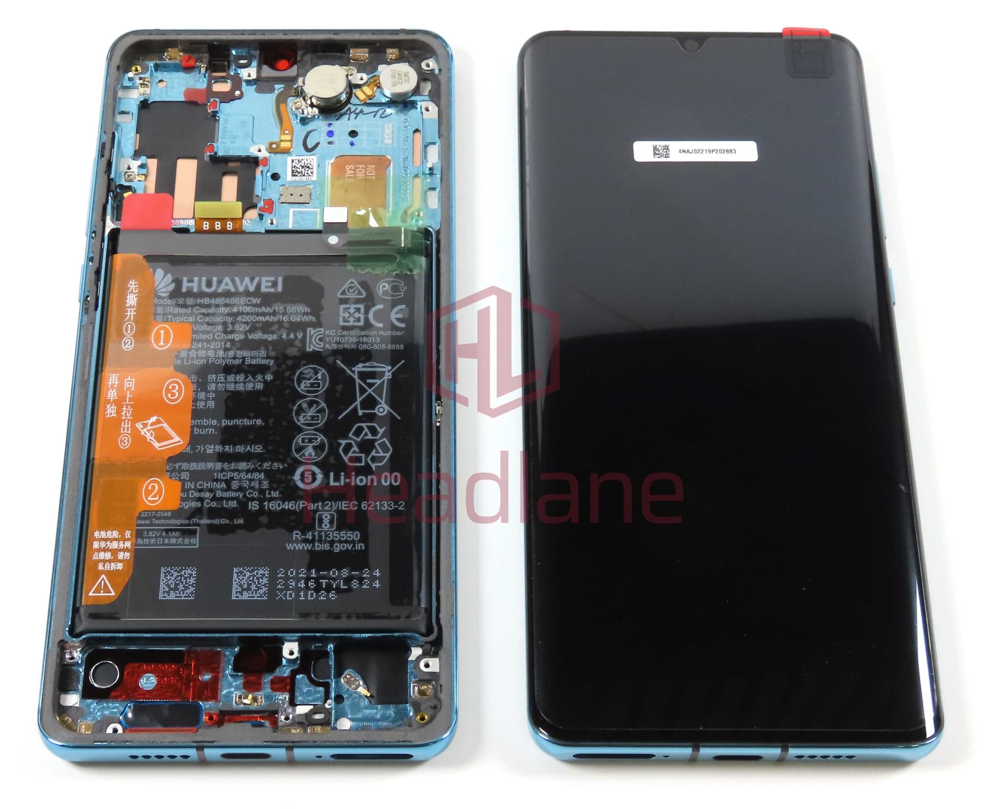 Huawei P30 Pro LCD Display / Screen + Touch + HB486486ECW Battery - Aurora Blue (B Grade) - 02355UNA