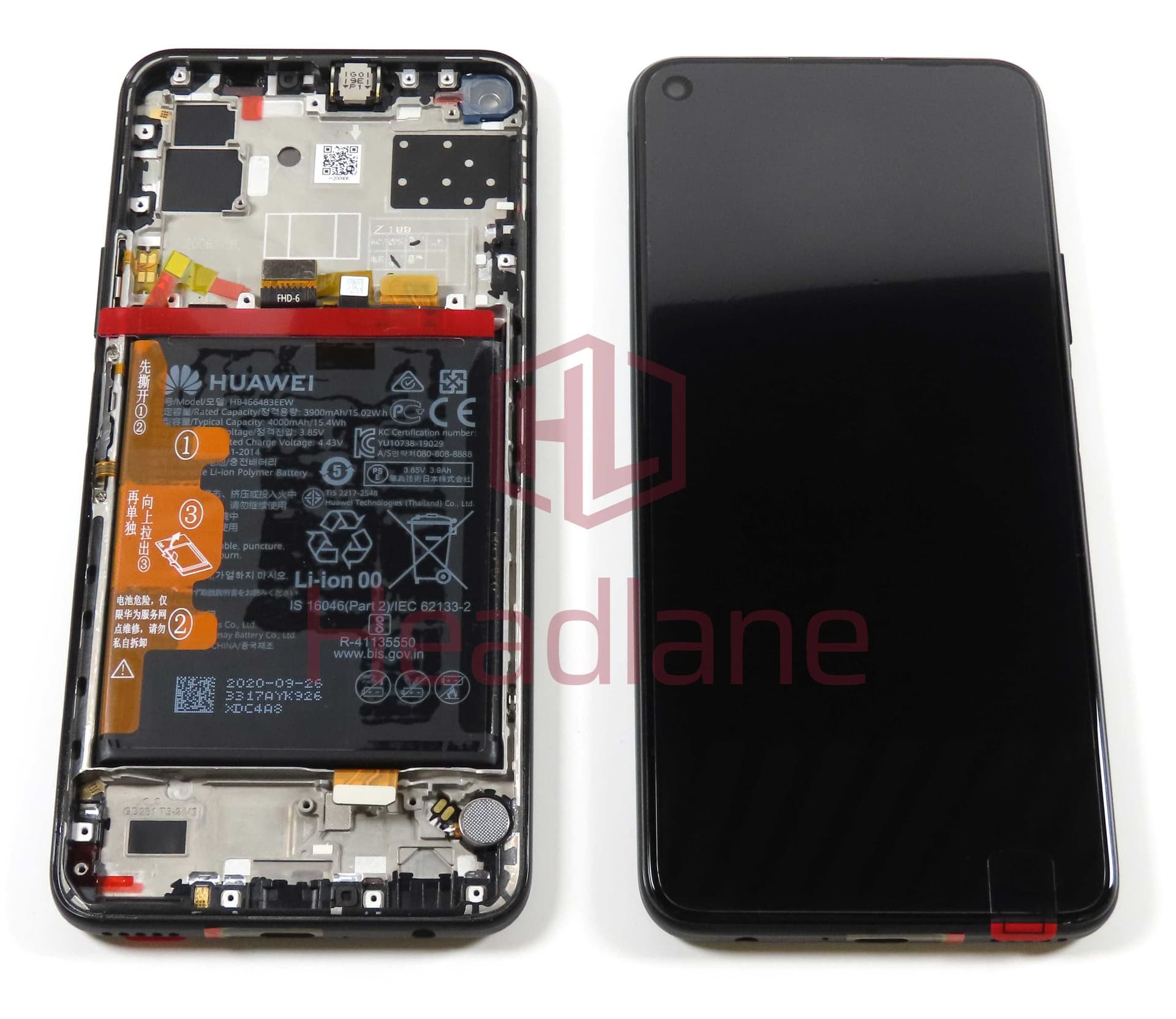 Huawei P40 Lite 5G LCD Display / Screen + Touch + Battery Assembly - Midnight Black (No Box) - 02353SUN-NB - Huawei Replacement Part