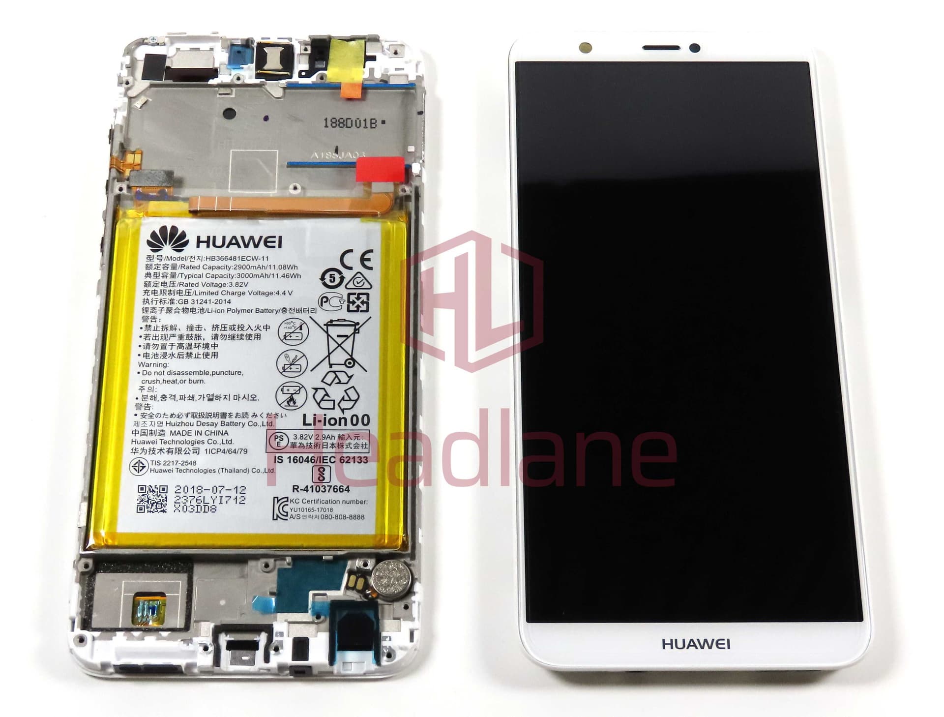 Huawei P Smart LCD Display / Screen + Touch + Battery Assembly - Gold/White (No Box) - 02351SVE-NB - Huawei Replacement Part