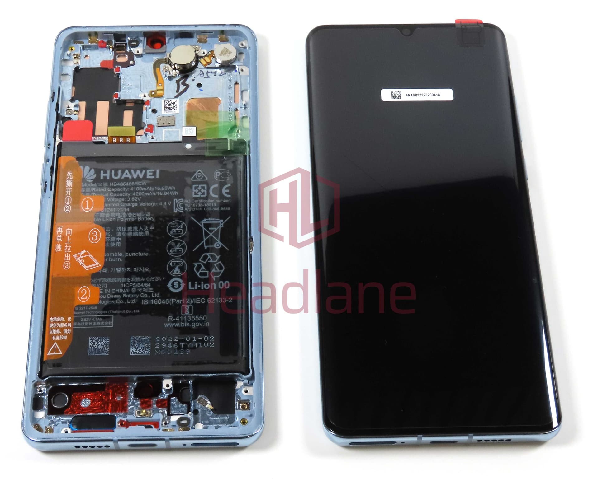 Huawei P30 Pro LCD Display / Screen + Touch + HB486486ECW Battery - Breathing Crystal (B Grade) - 02354NAG - Huawei Replacement Part