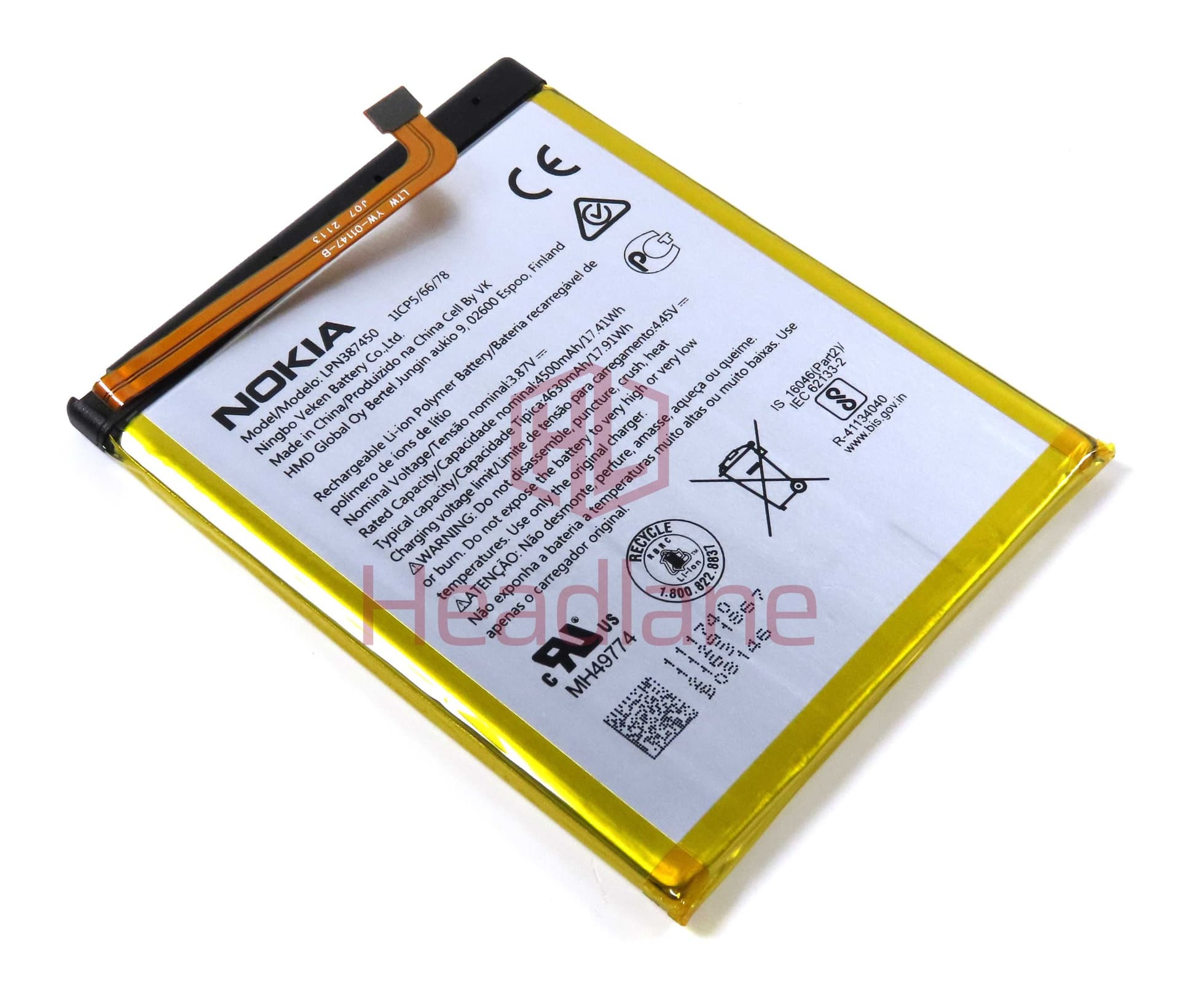 Nokia TA-1362 TA-1368 XR20 LPN387450 4630mAh Internal Battery - 11291867 - Nokia (HMD) Replacement Part