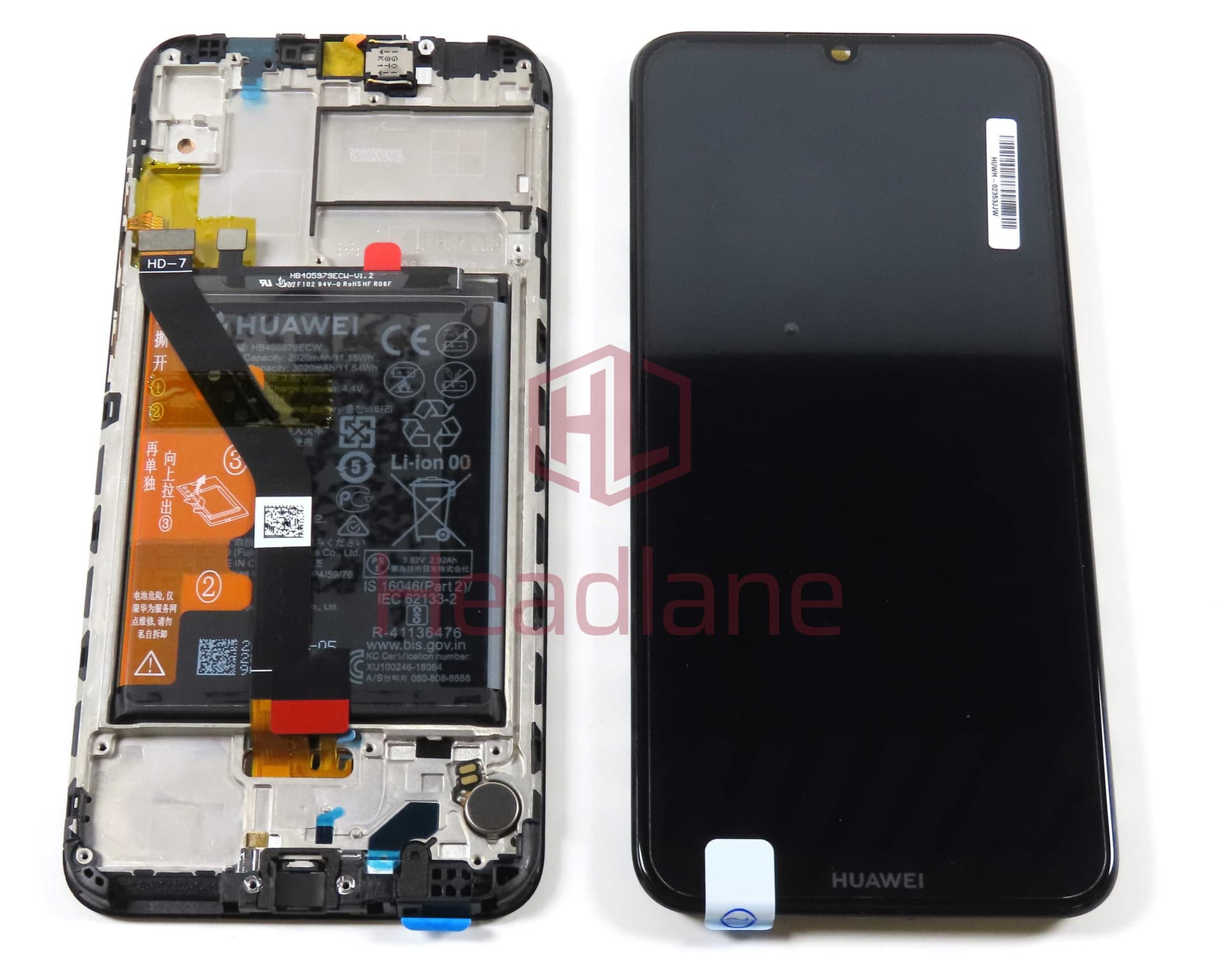 Huawei Y6s LCD Display / Screen + Touch + Battery Assembly - Black (No Box) - 02353JJW-NB - Huawei Replacement Part