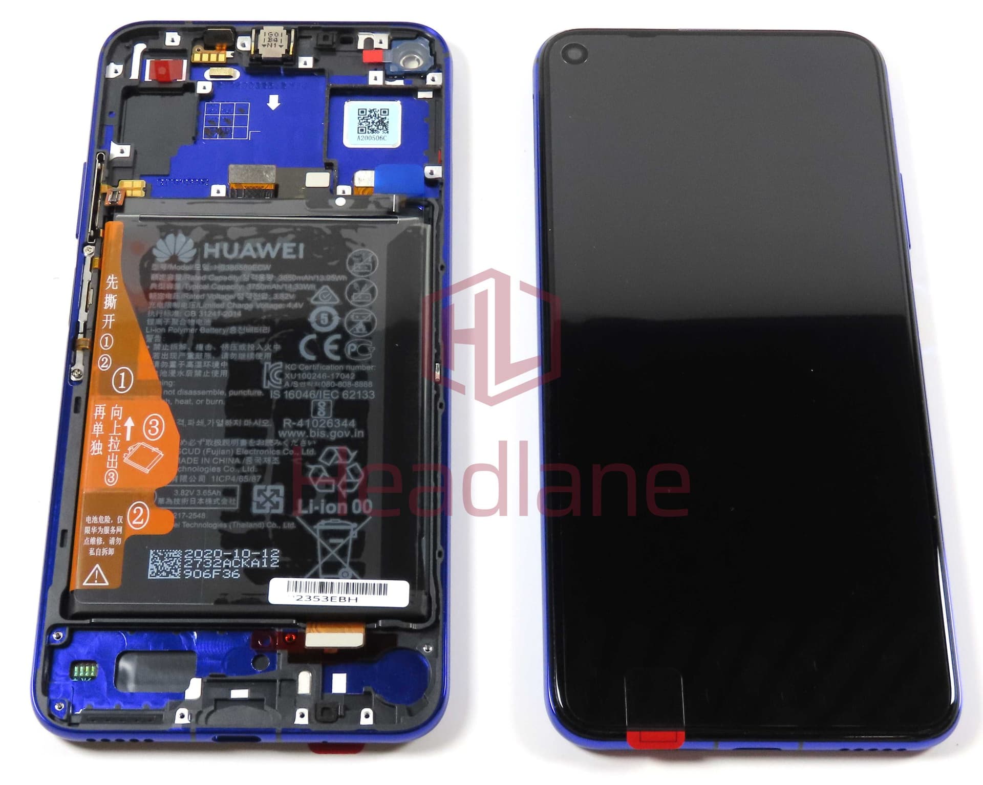 Huawei Nova 5T LCD Display / Screen + Touch + Battery - Purple (No Box) - 02353EBH-NB - Huawei Replacement Part