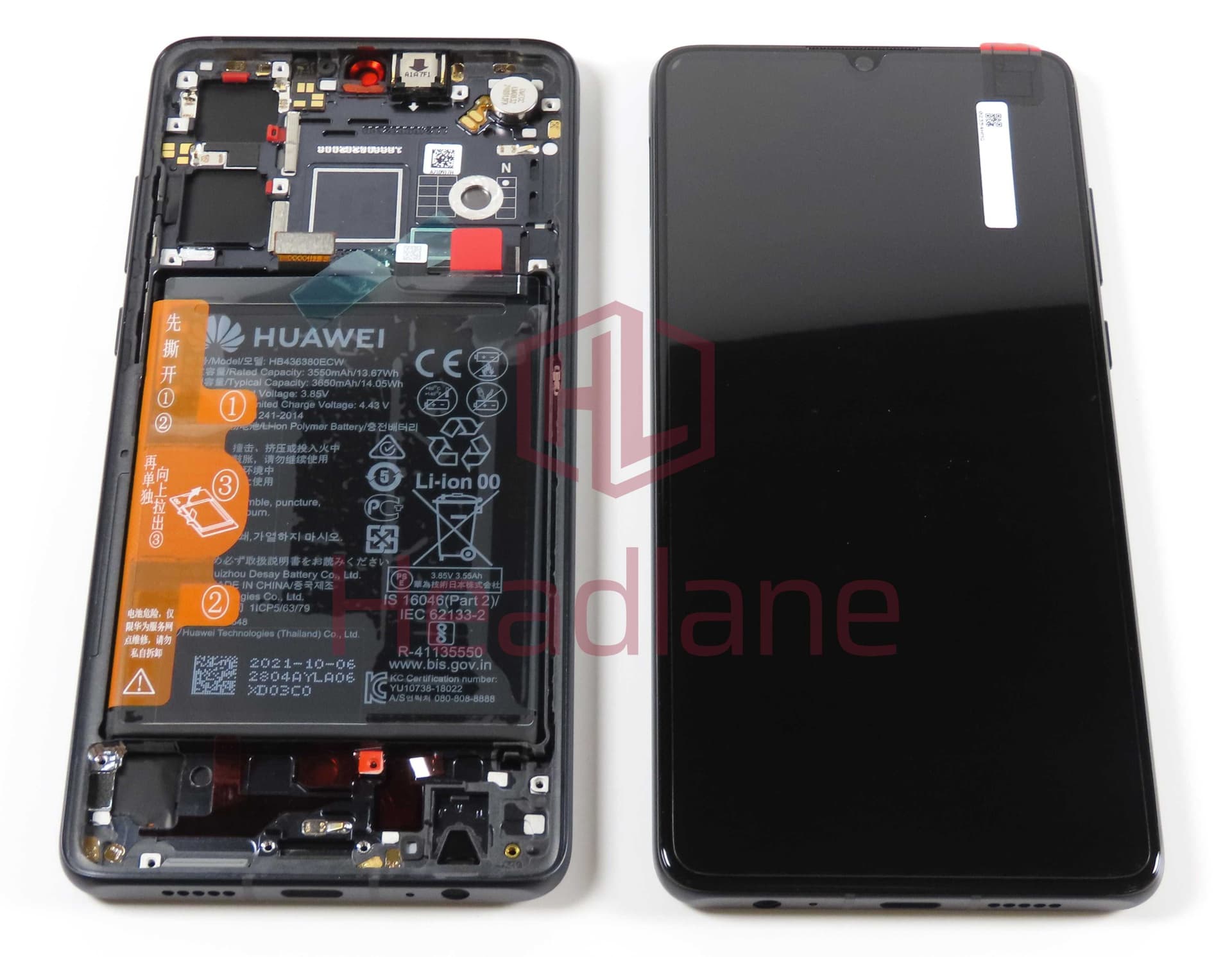 Huawei P30 LCD Display / Screen + Touch + Battery Assembly - Black (New Version) - 02354HLT - Huawei Replacement Part