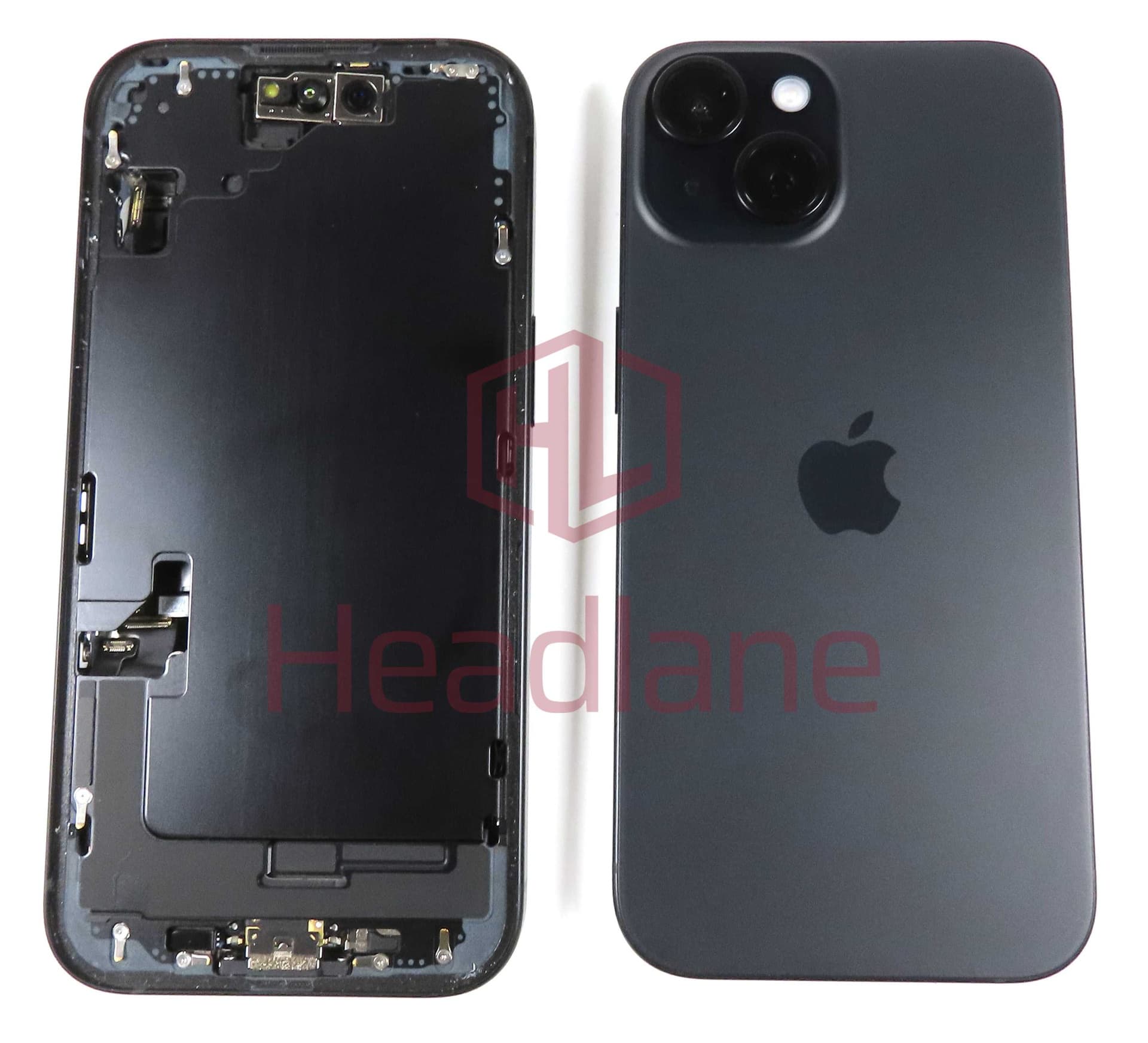 iPhone 15 Back / Battery Cover + Small Parts - Black (Pulled - Grade A) - IP15BH-BK-A - Unknown Replacement Part